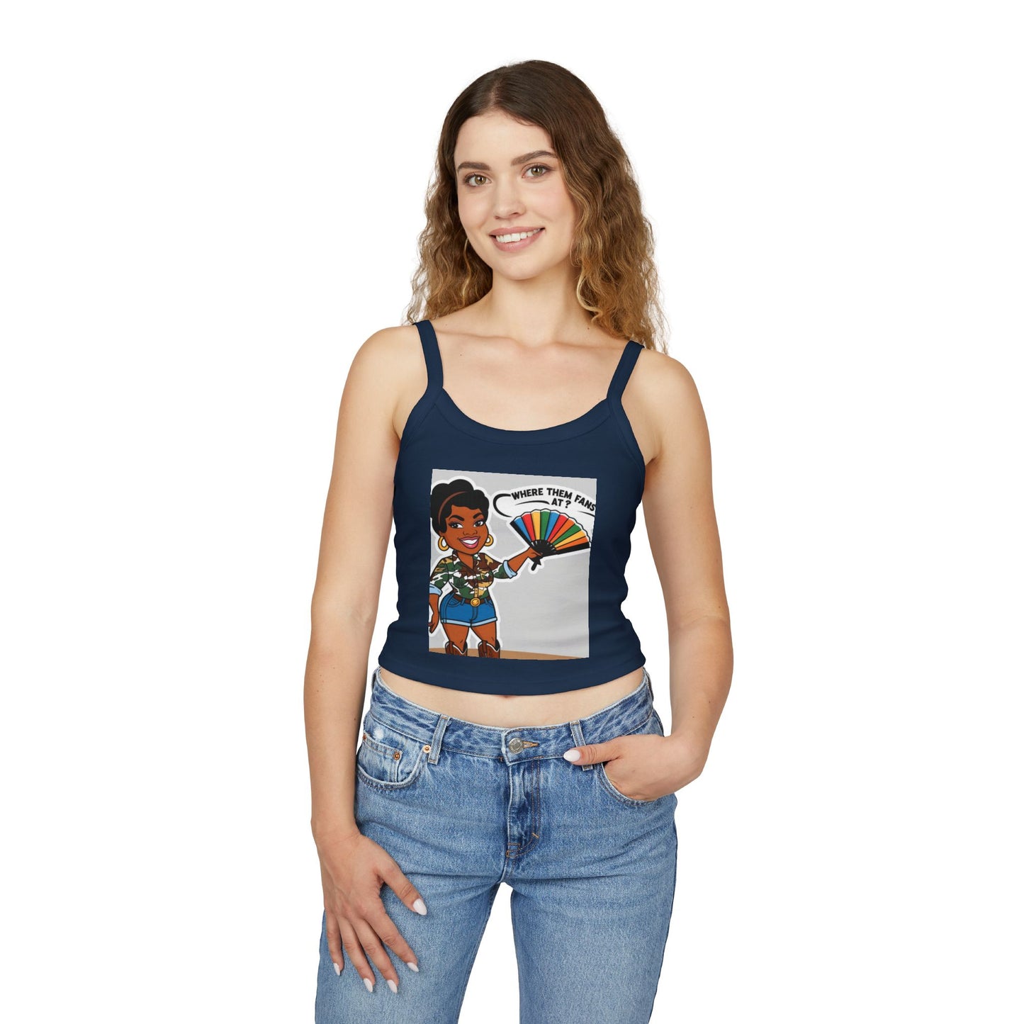 Where Them Fans At? Women's Spaghetti Strap Tank Top