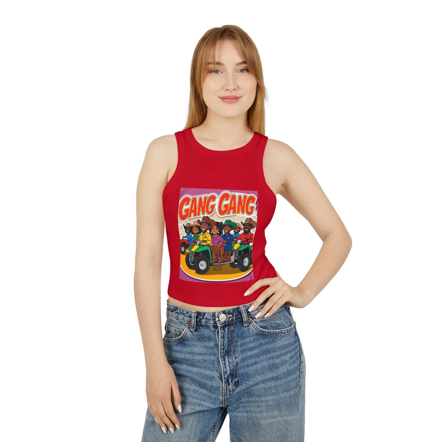 Group ATV Cartoon Micro Rib Racer Tank Top
