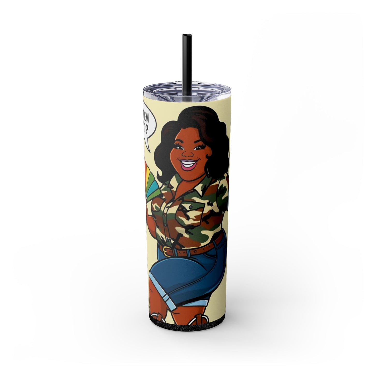 Where Them Fans At? Skinny Tumbler with Straw, 20oz