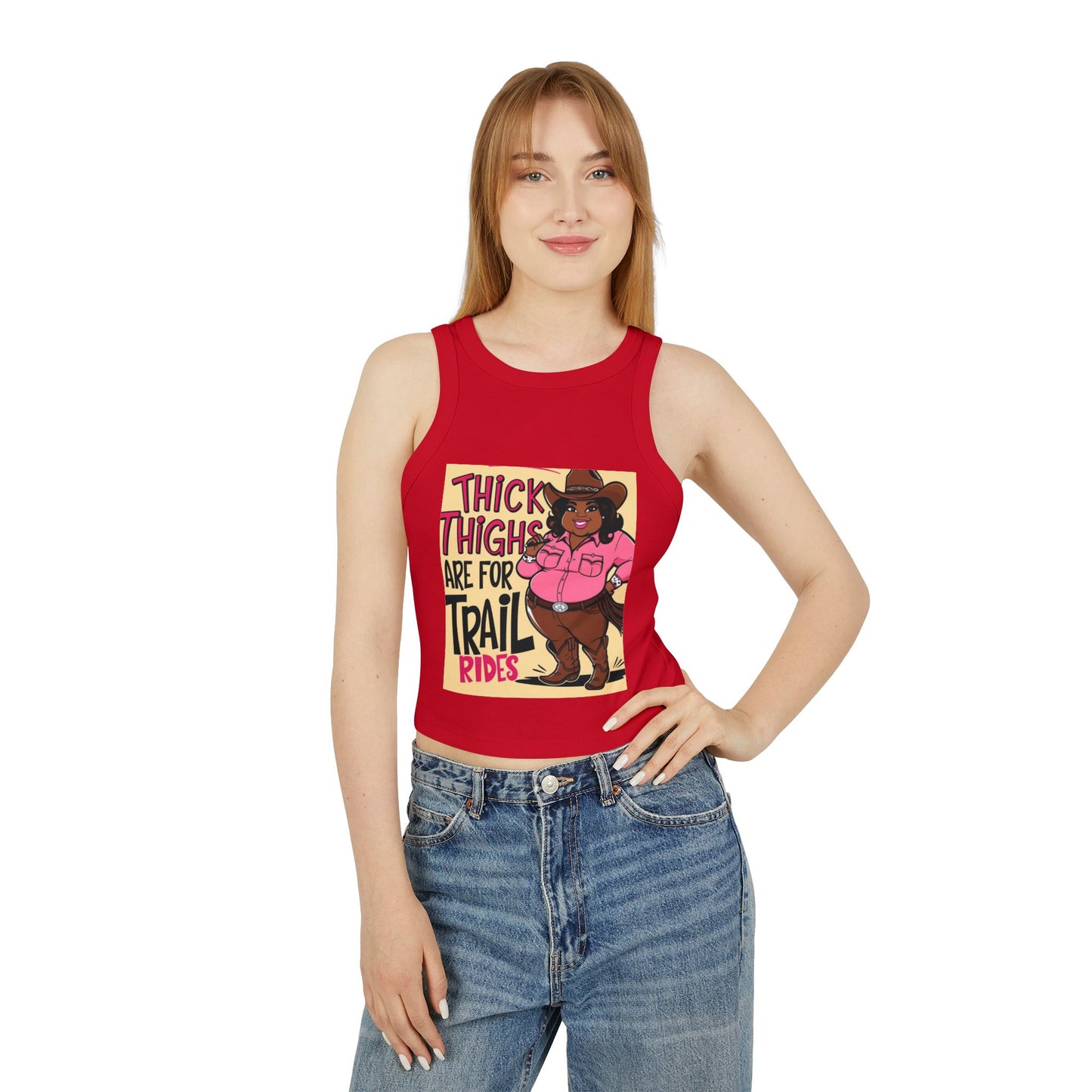 Thick Thighs Are For Trail Rides Women's Racer Tank Top