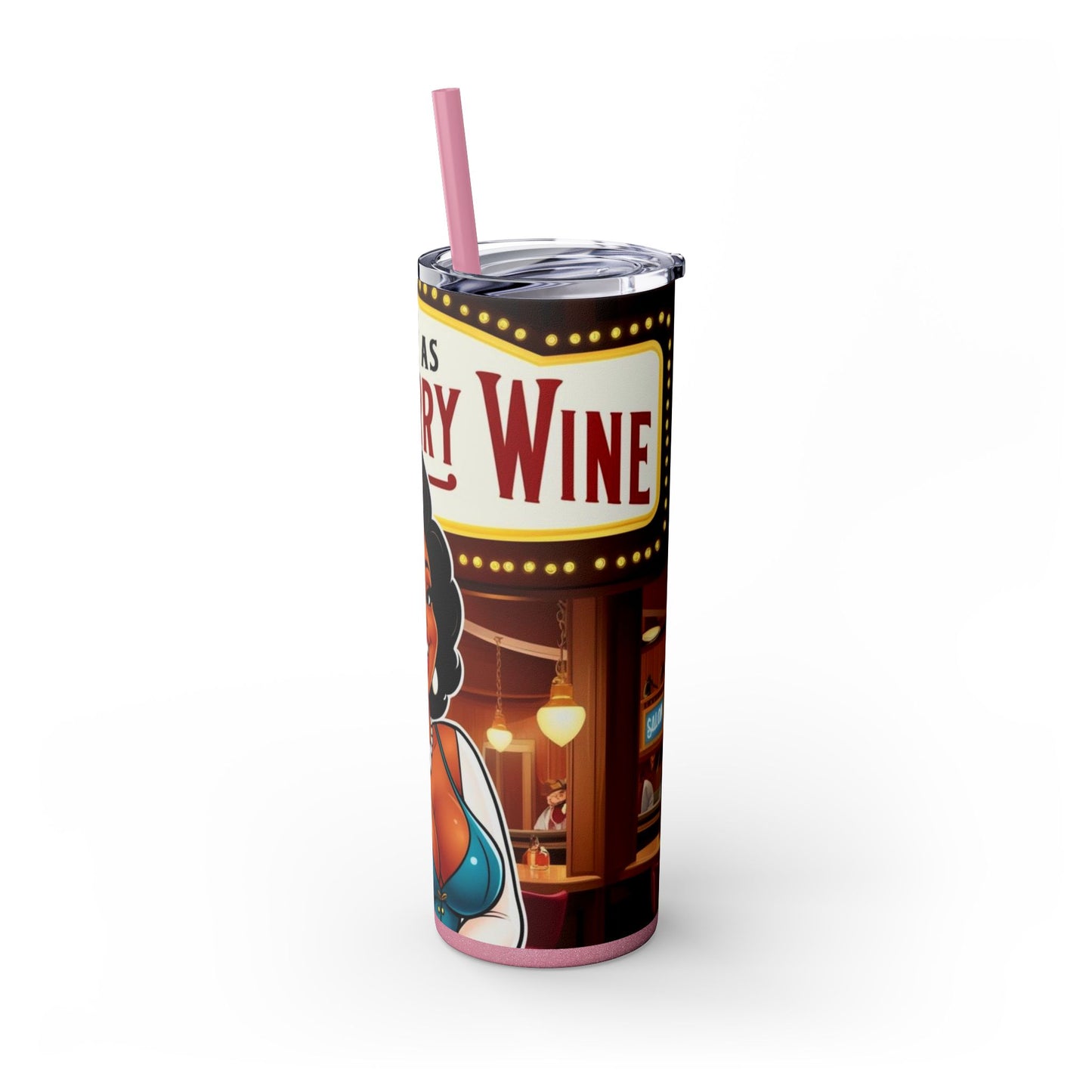 Sweet as Strawberry Wine Skinny Tumbler with Straw, 20oz