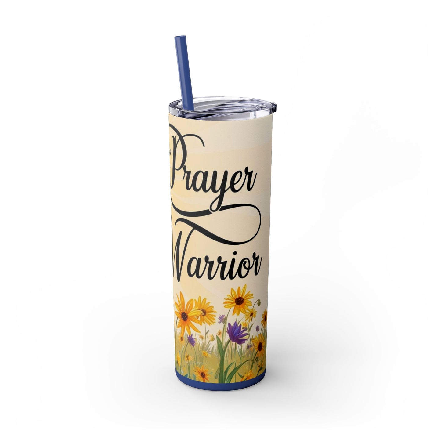 Prayer Warrior Skinny Tumbler with Straw, 20oz