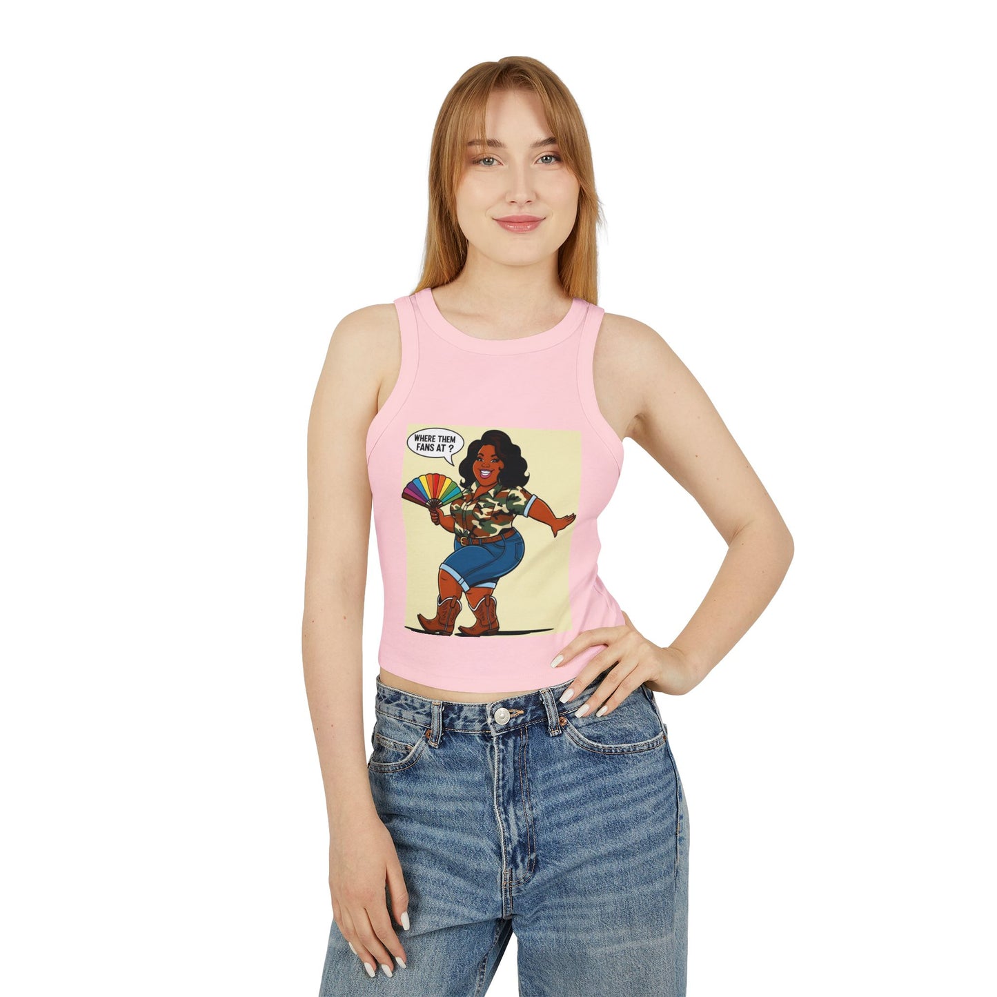 Where Them Fans At? Women's Micro Rib Racer Tank Top
