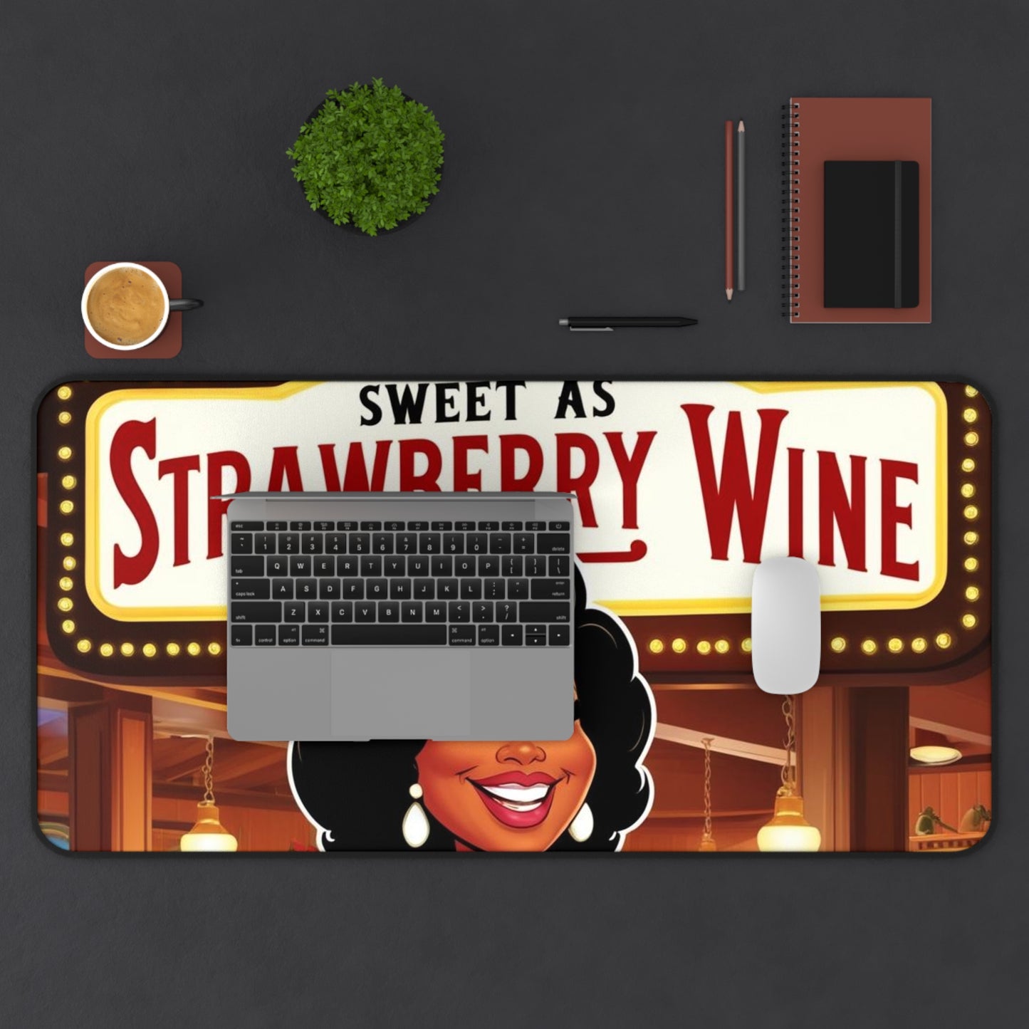 Sweet as Strawberry Wine Desk Mat