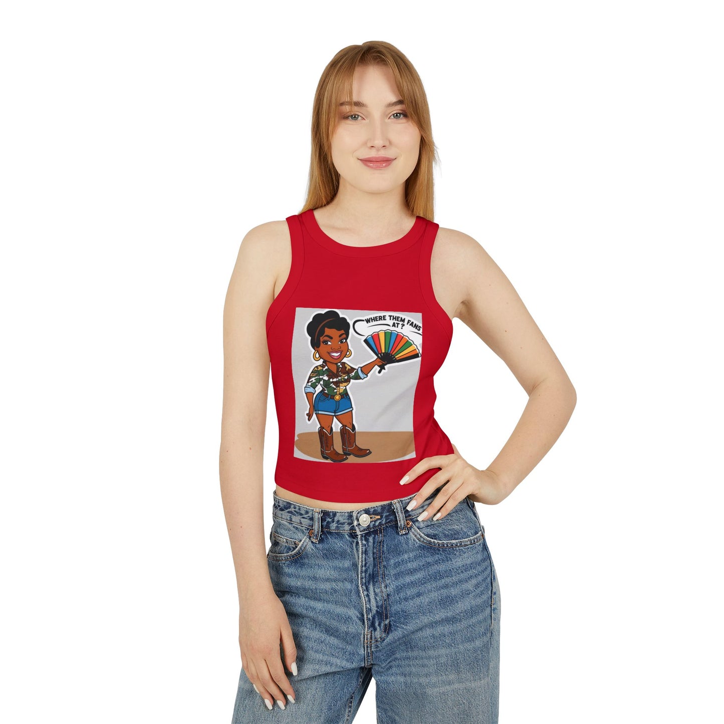 Where Them Fans At? Women's Micro Rib Racer Tank Top