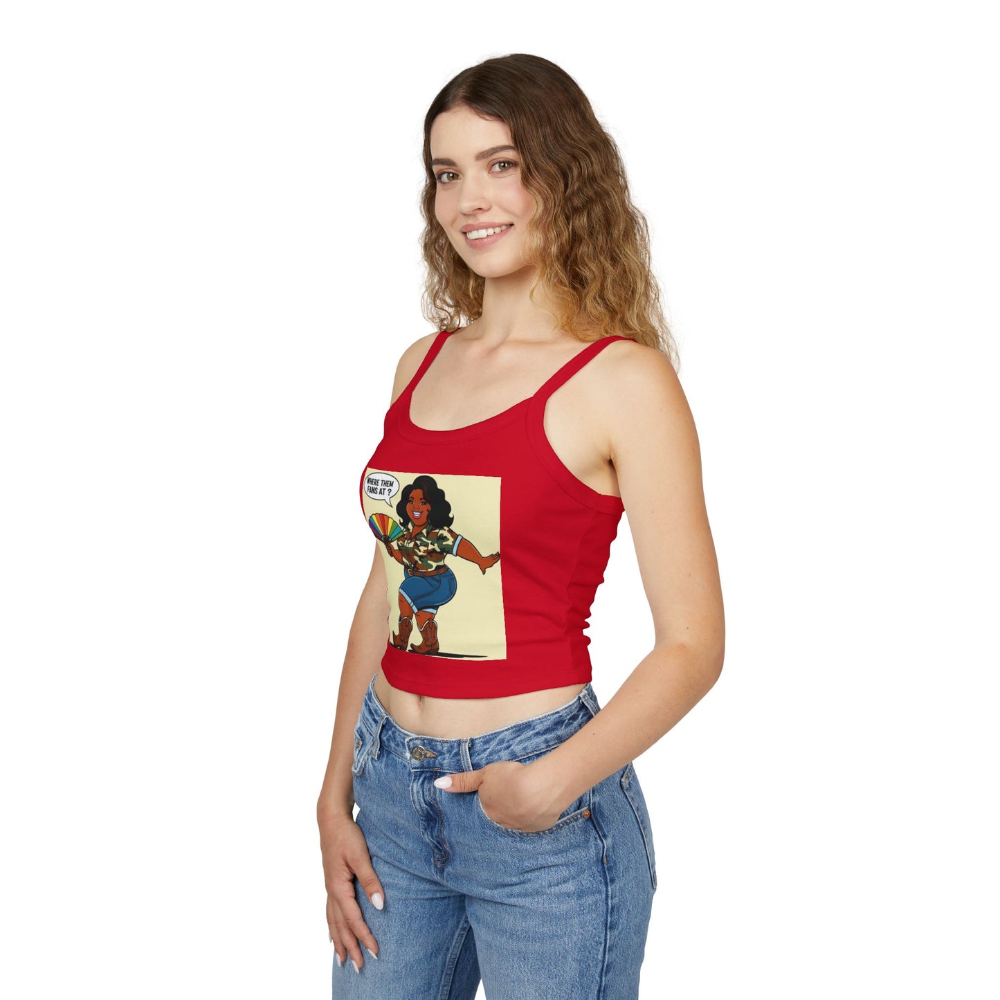 Where Them Fans At? Women's Spaghetti Strap Tank Top