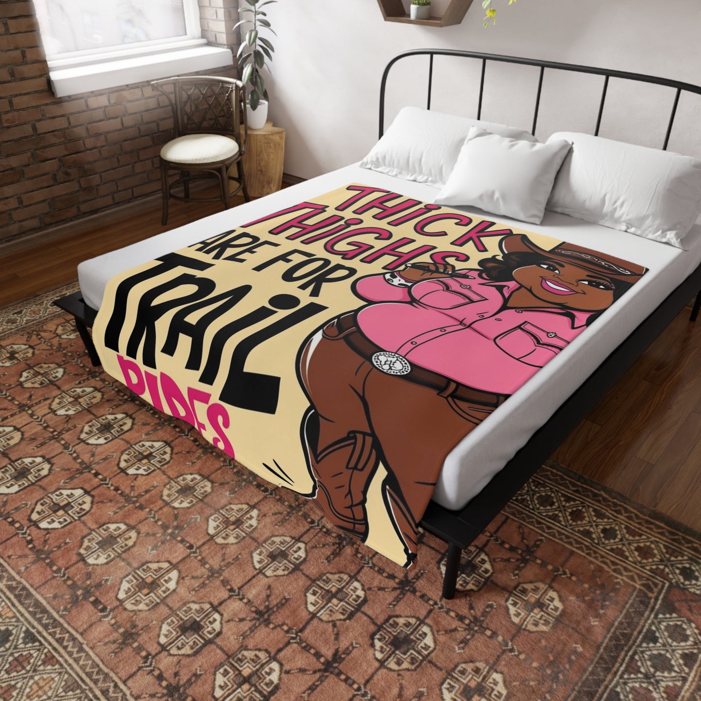 Thick Thighs Are For Trail Rides Plush Fleece Blanket