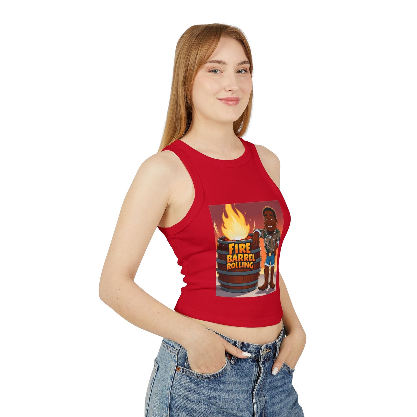 Fire Barrel Rolling Racer Tank Top for Women