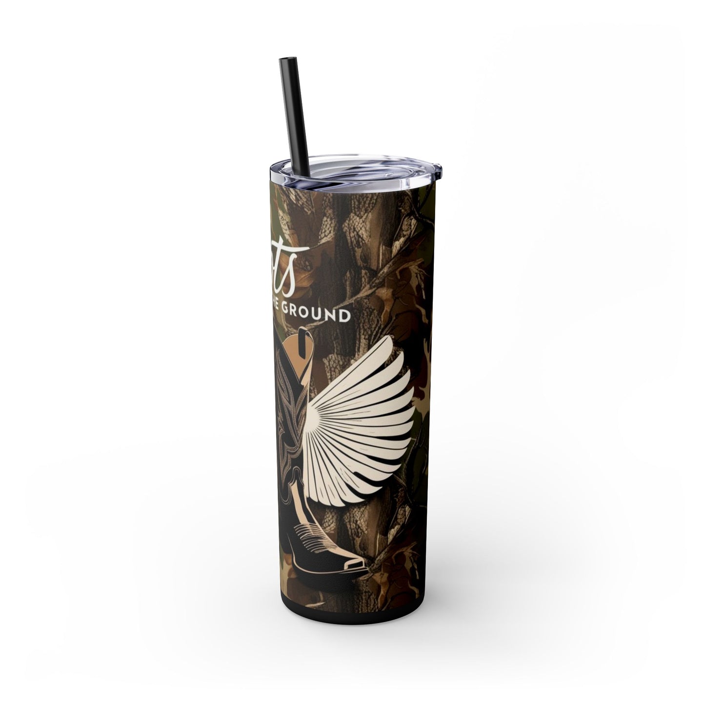 Boots On The Ground Skinny Tumbler with Straw, 20oz