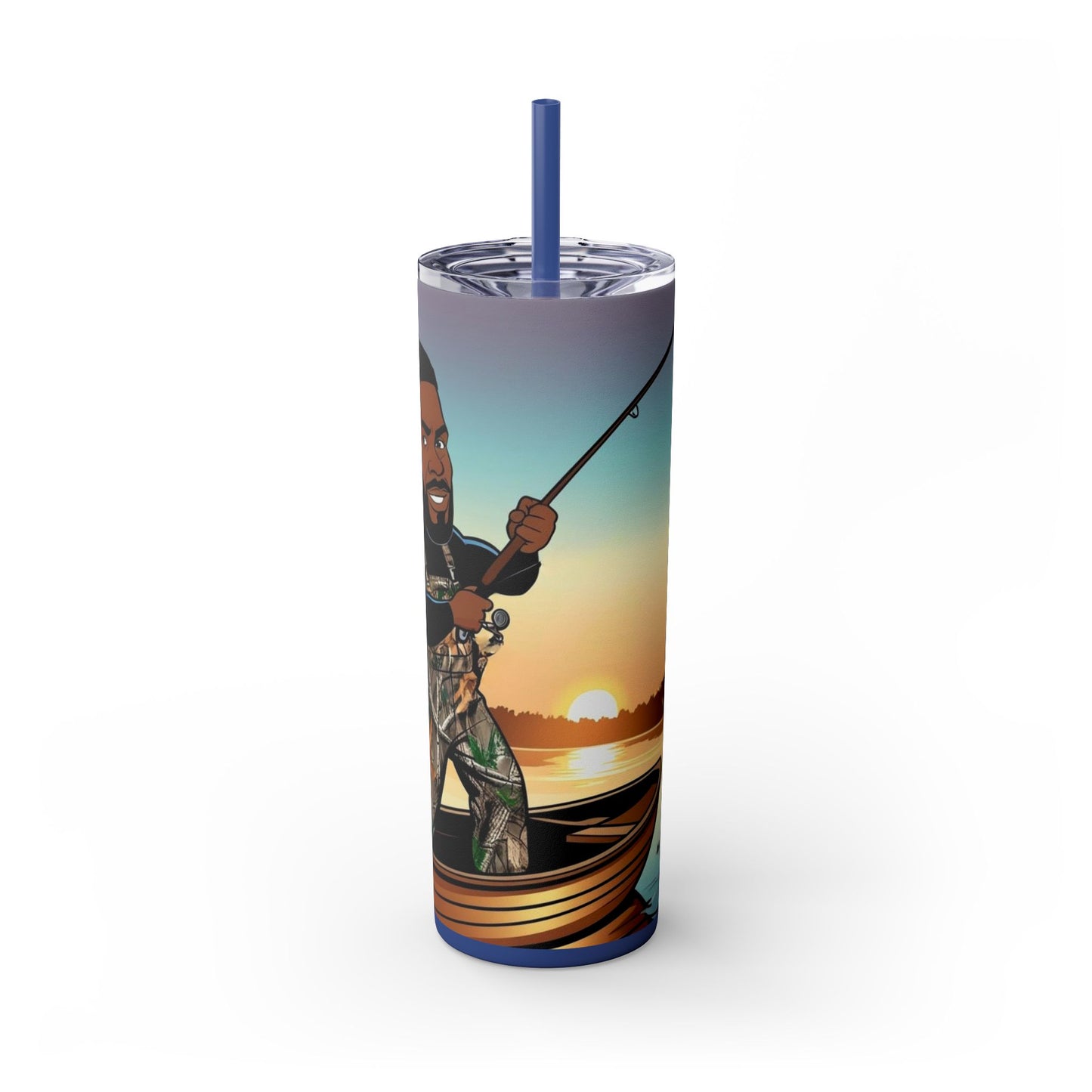 Handsome Fisherman Skinny Tumbler with Straw - 20oz