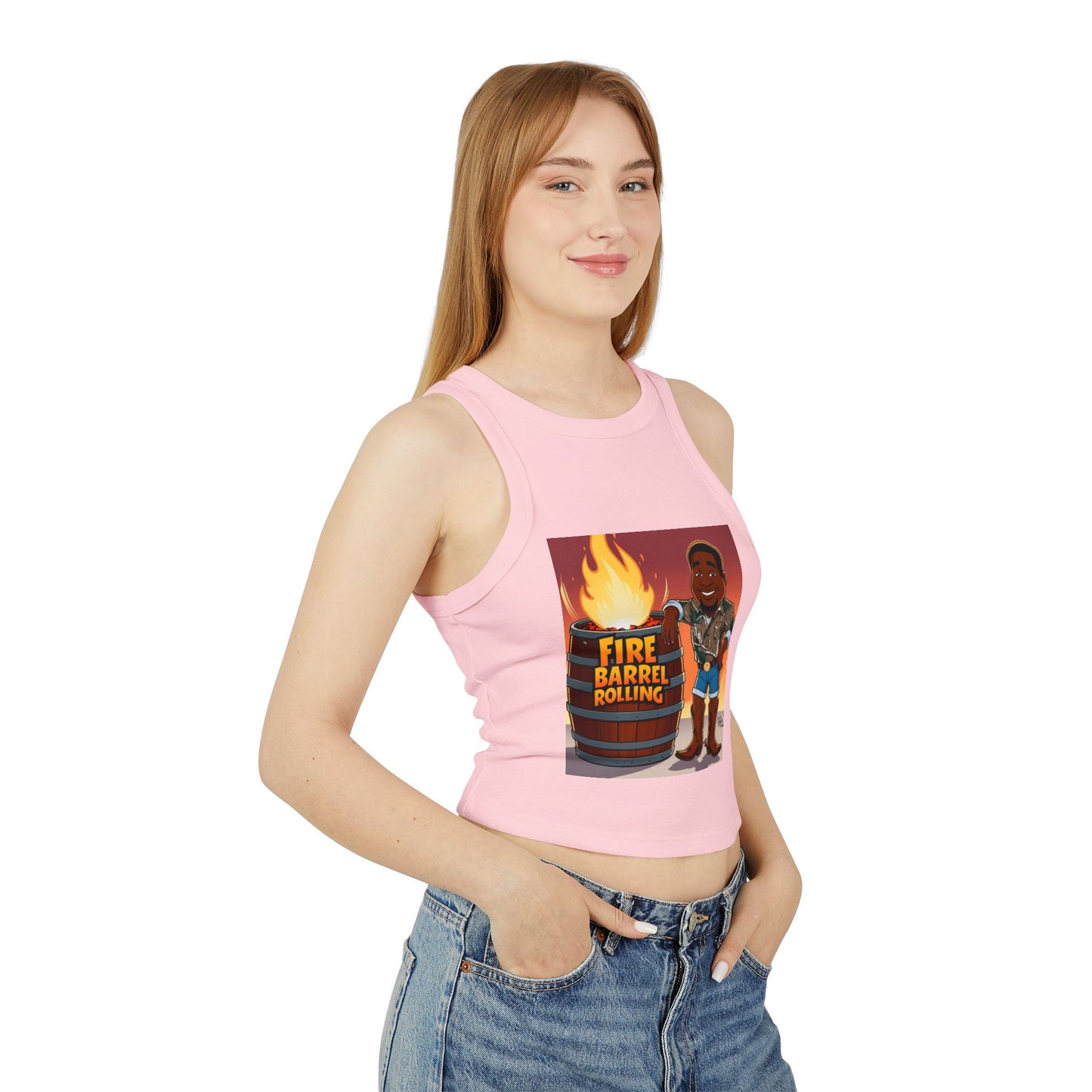 Fire Barrel Rolling Racer Tank Top for Women