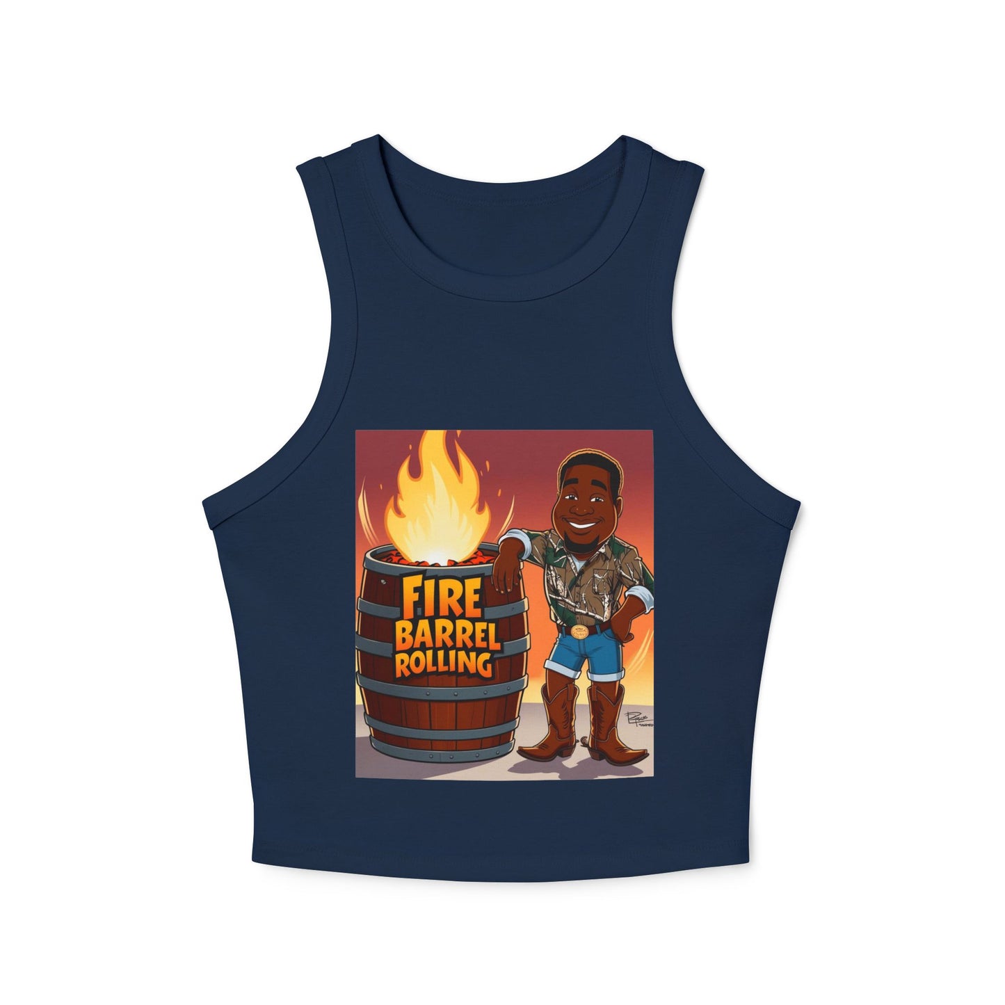 Fire Barrel Rolling Racer Tank Top for Women