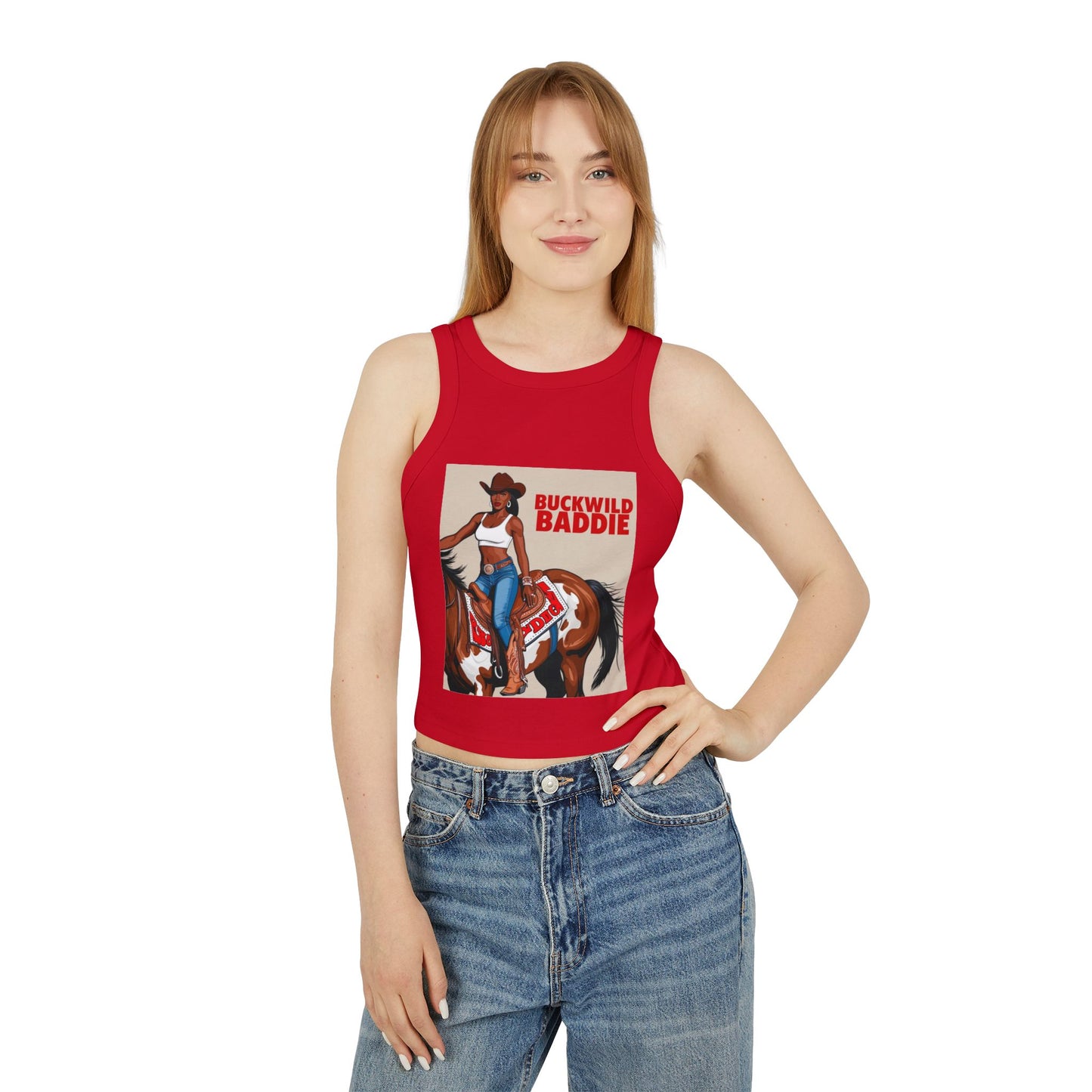 Buckwild Baddie Women's Micro Rib Racer Tank Top