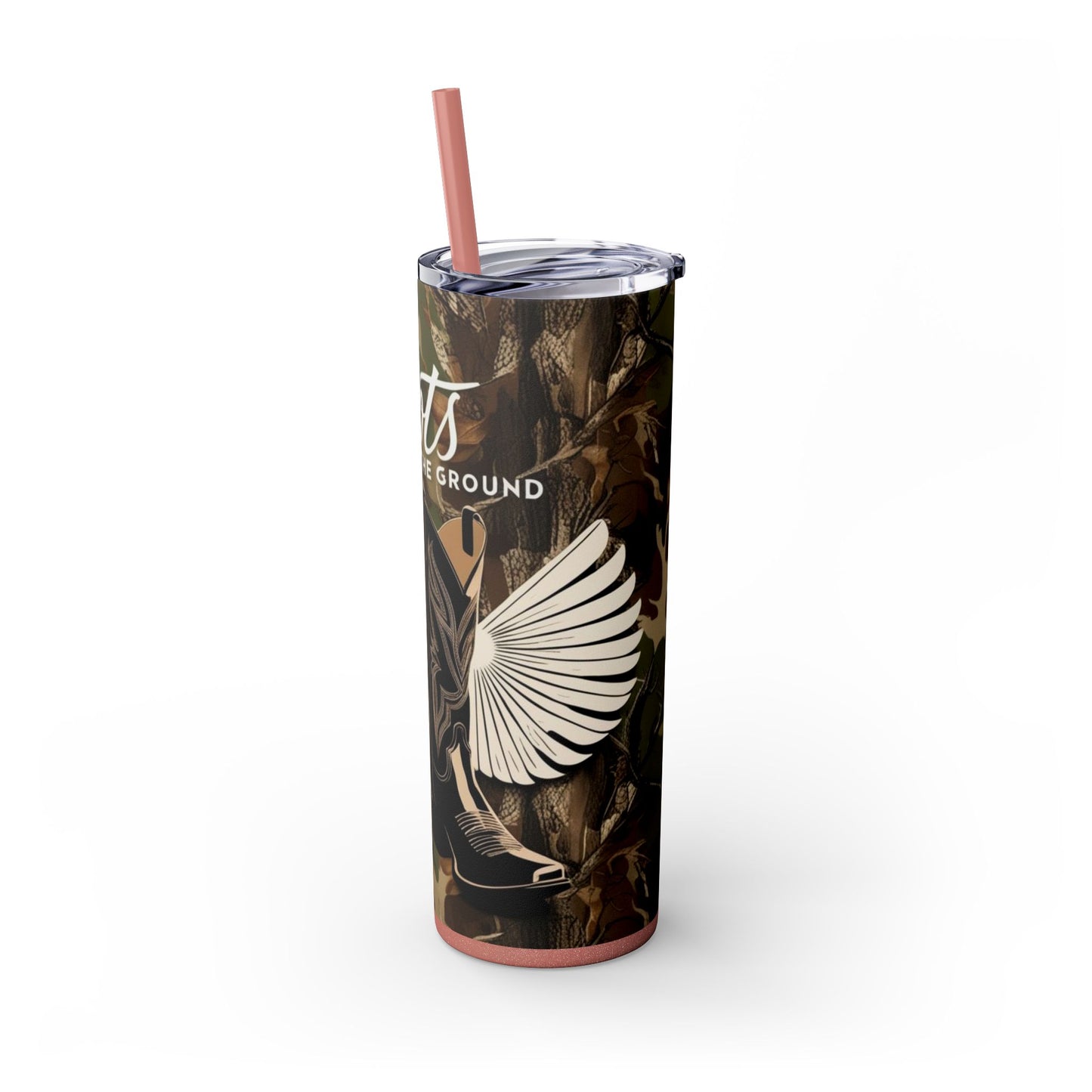Boots On The Ground Skinny Tumbler with Straw, 20oz