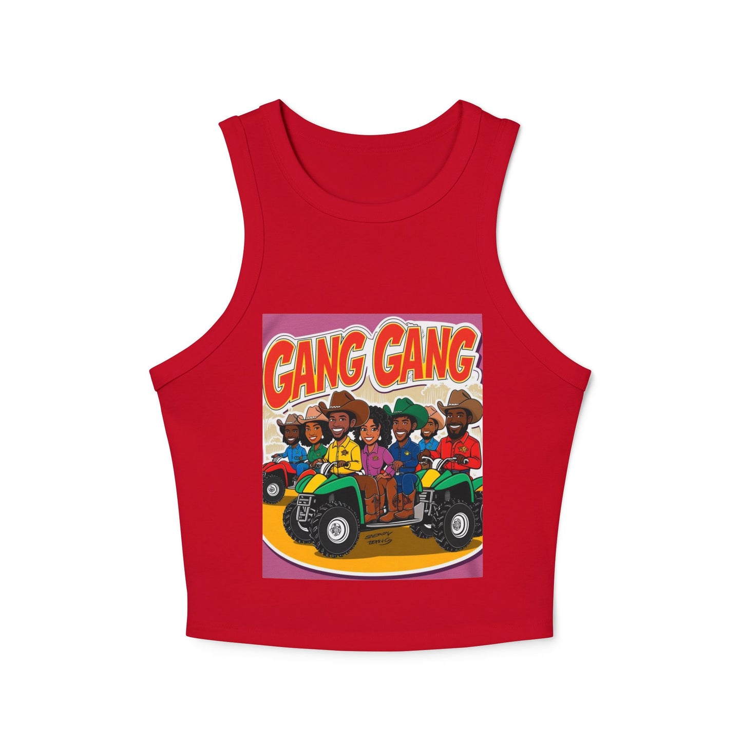 Group ATV Cartoon Micro Rib Racer Tank Top