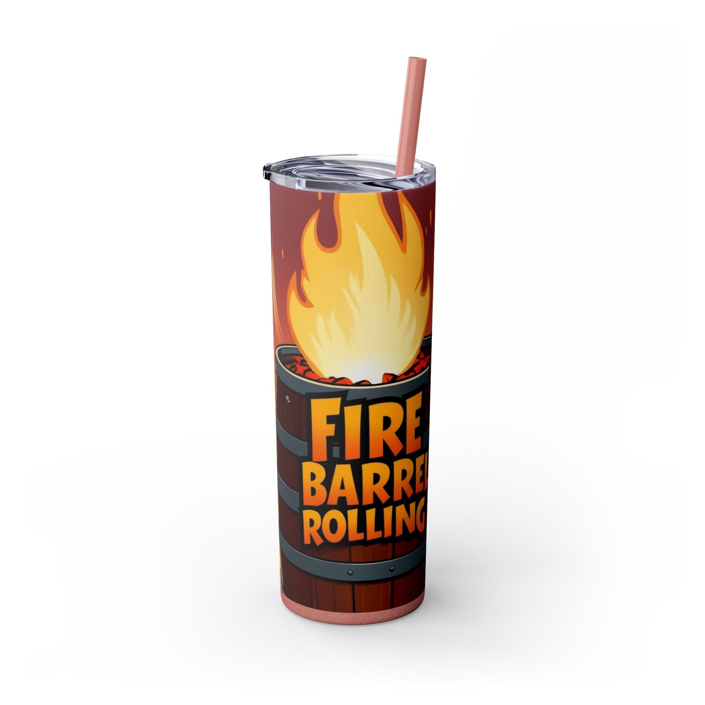 Fire Barrel Rolling 20oz Skinny Tumbler with Straw