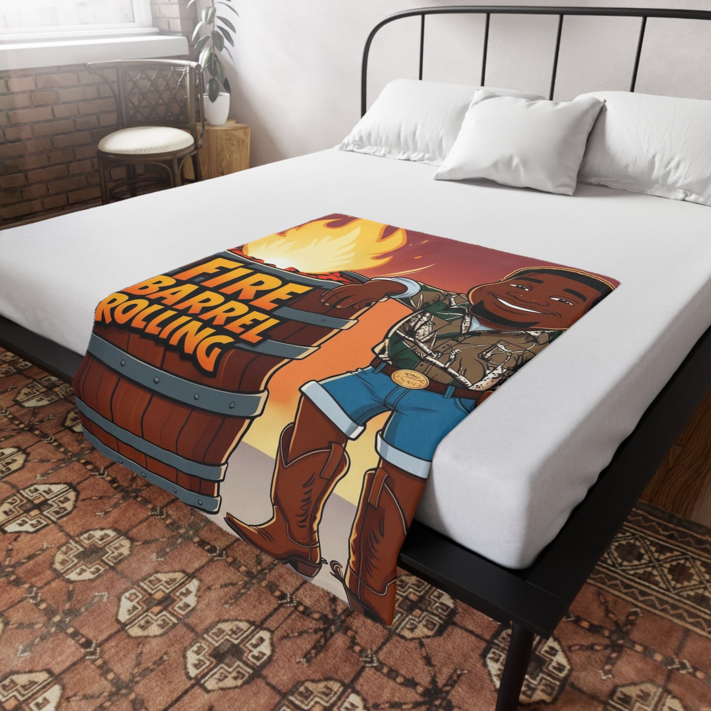 Fire Barrel Rolling Plush Fleece Blanket