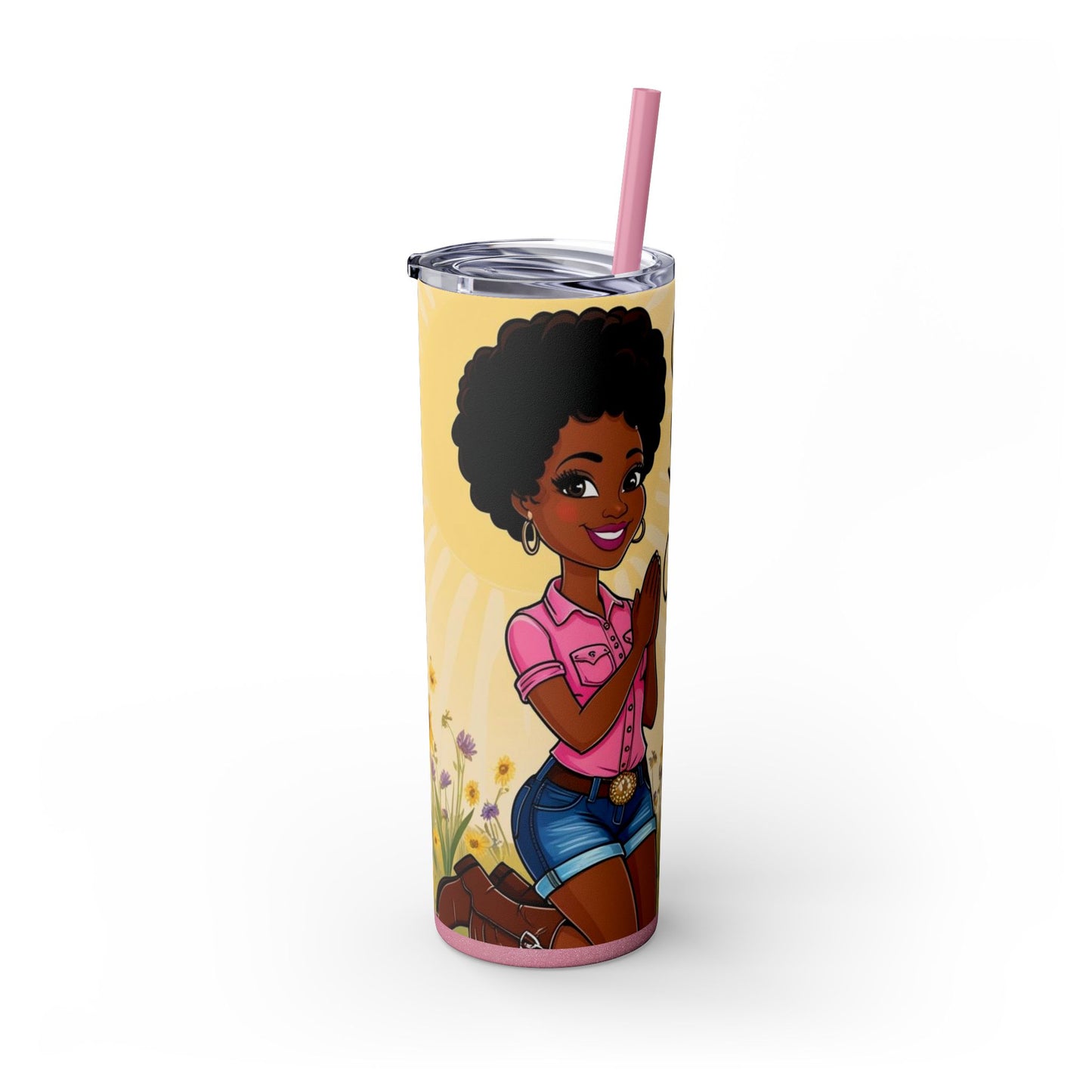 Prayer Warrior Skinny Tumbler with Straw, 20oz