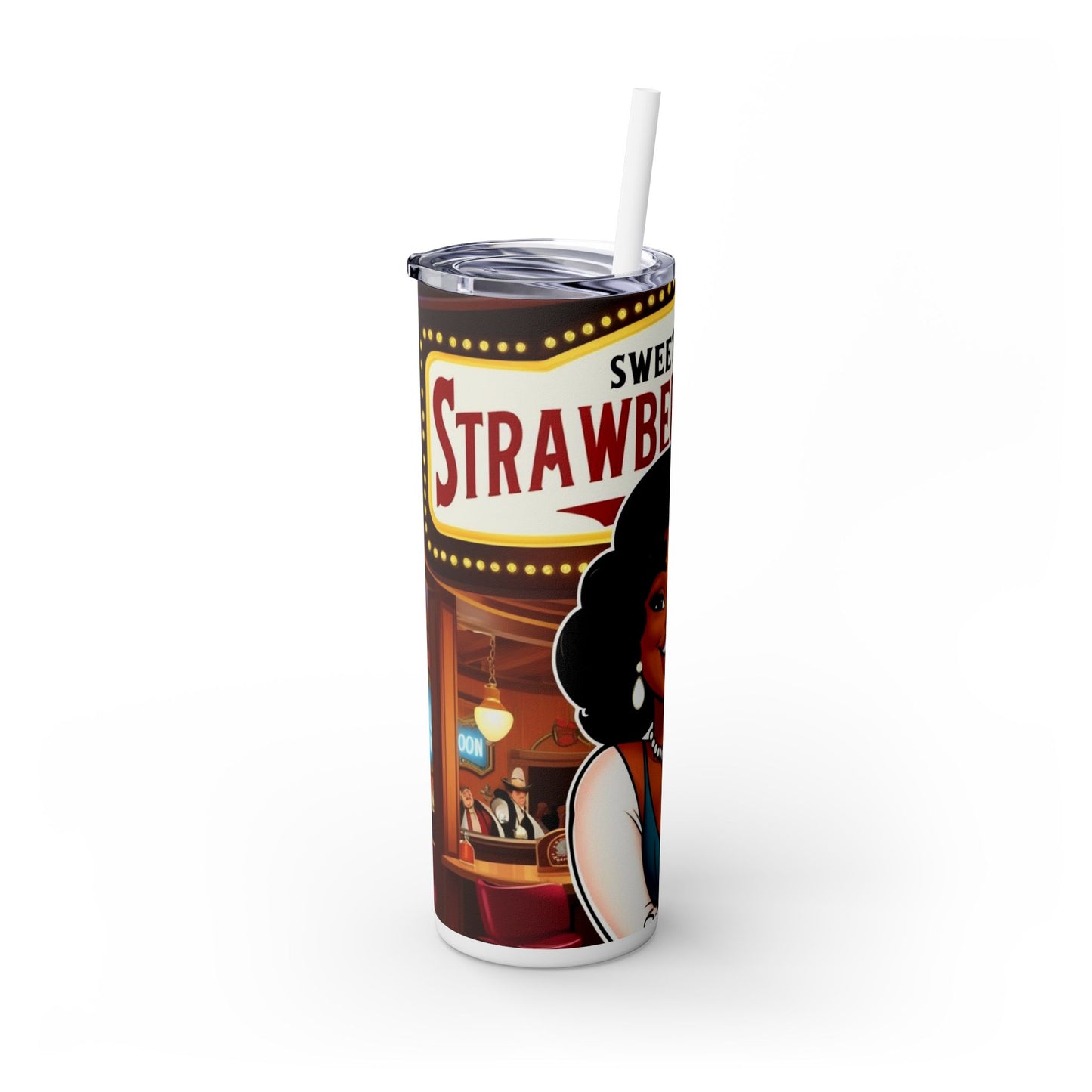 Sweet as Strawberry Wine Skinny Tumbler with Straw, 20oz