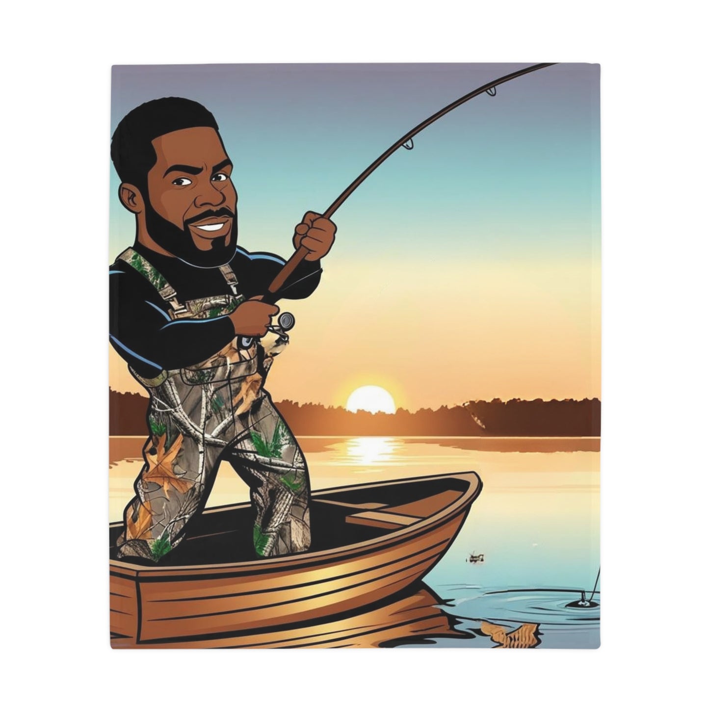 Handsome Fisherman Plush Fleece Blanket