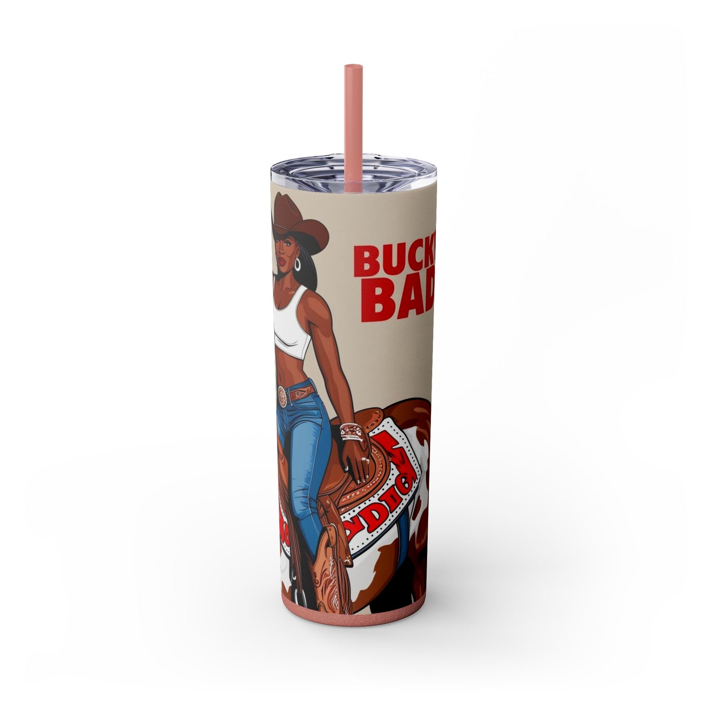Buckwild Baddie Skinny Tumbler with Straw, 20oz