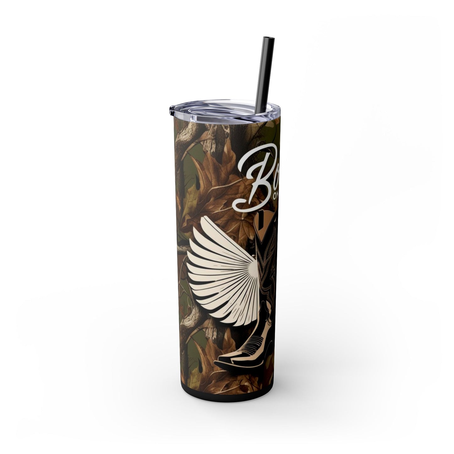 Boots On The Ground Skinny Tumbler with Straw, 20oz