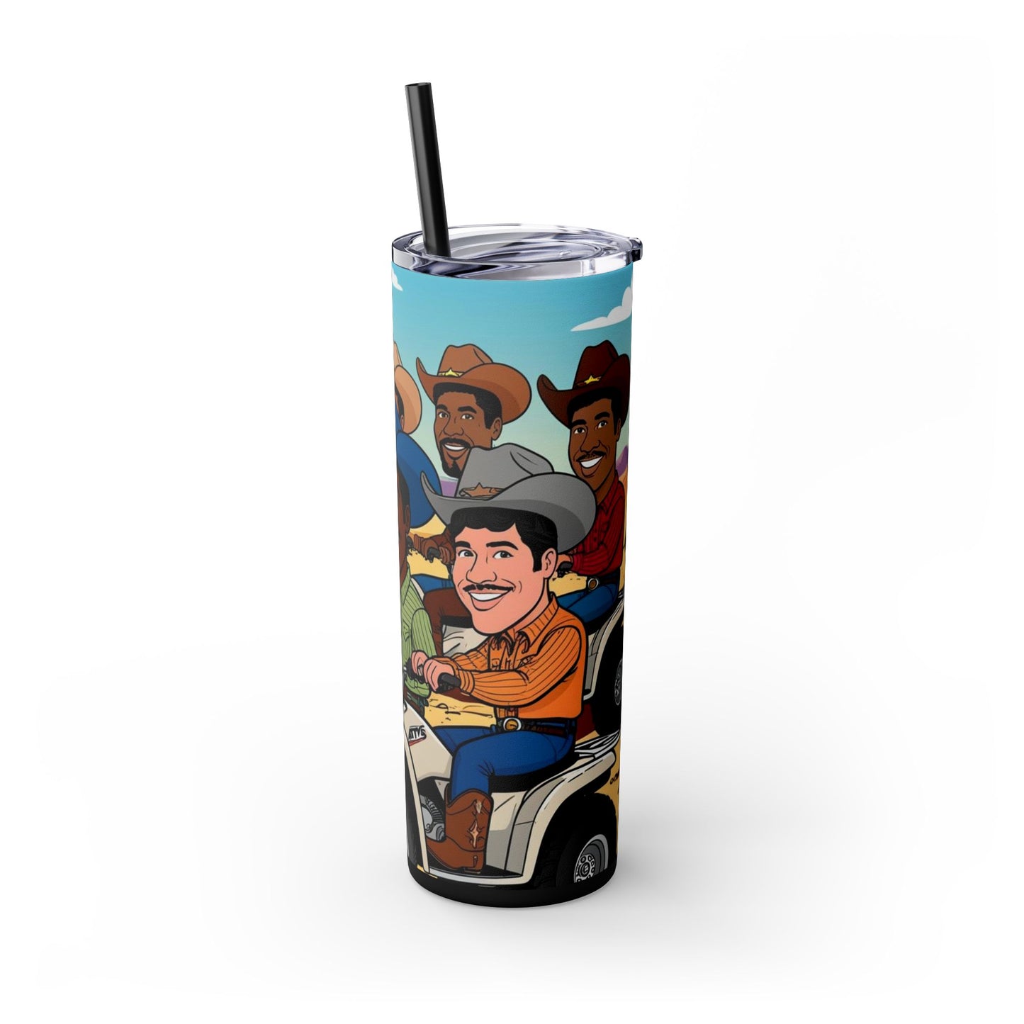 Retro Cowboy Adventure Skinny Tumbler with Straw 20oz