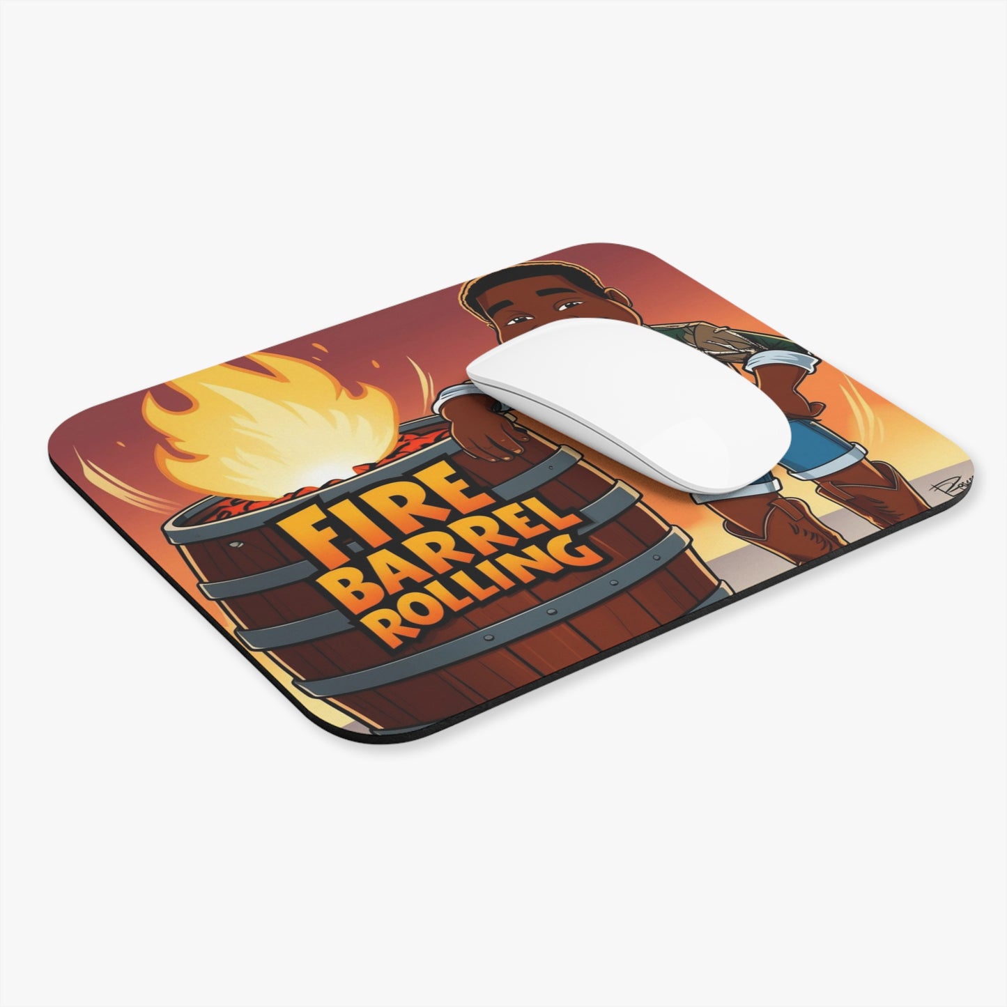Fire Barrel Rolling Mouse Pad