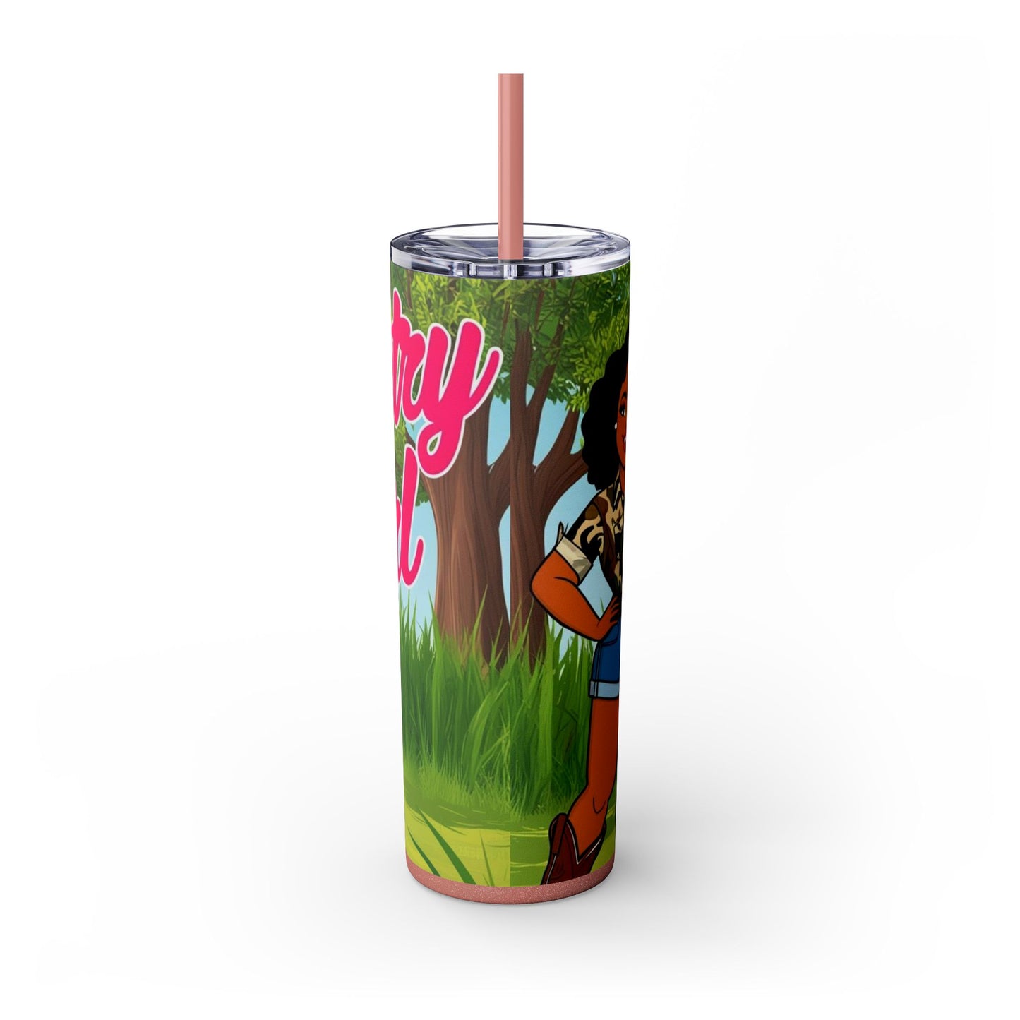 Country Girl Skinny Tumbler with Straw, 20oz
