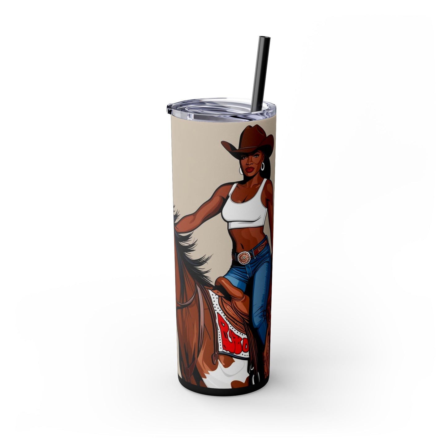 Buckwild Baddie Skinny Tumbler with Straw, 20oz