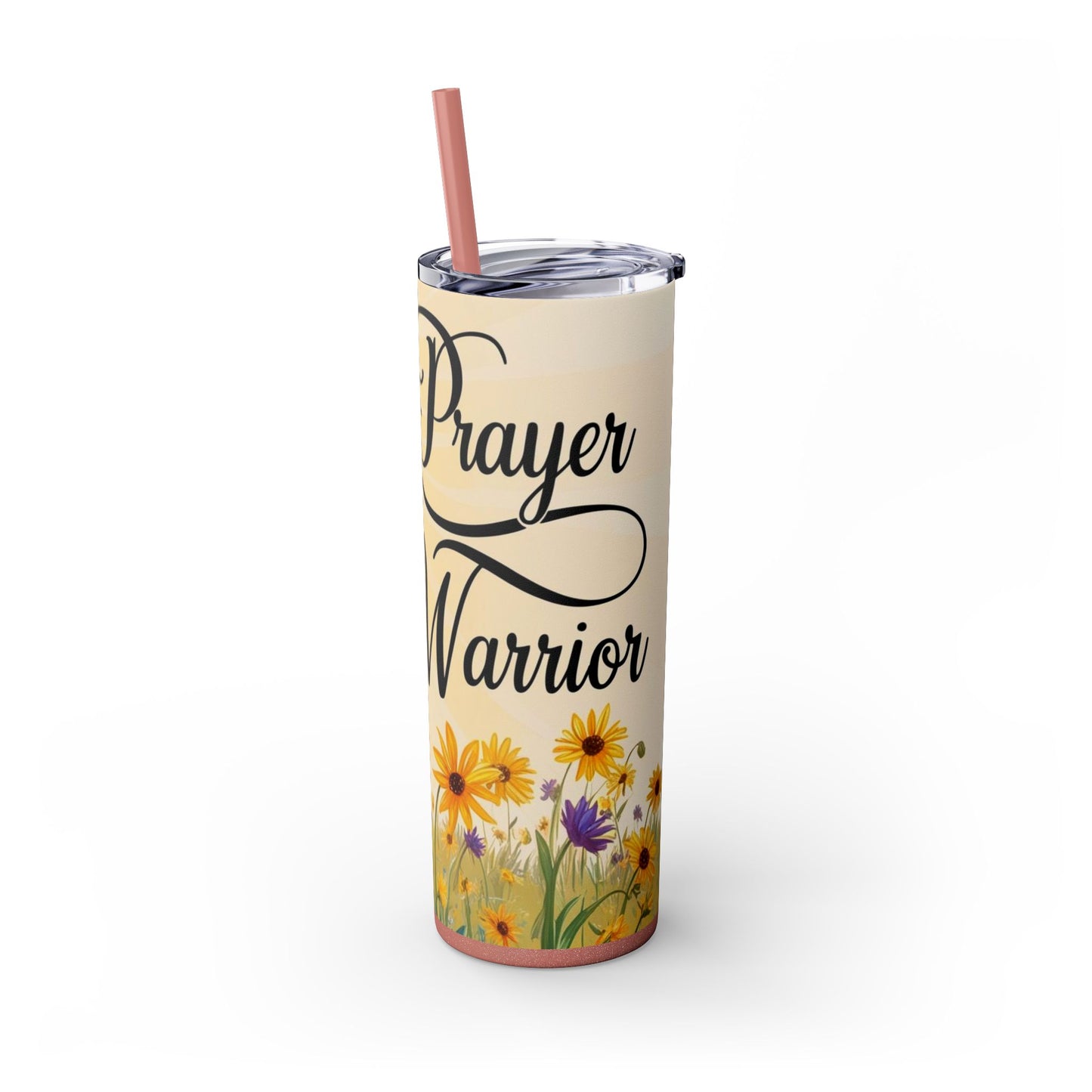Prayer Warrior Skinny Tumbler with Straw, 20oz