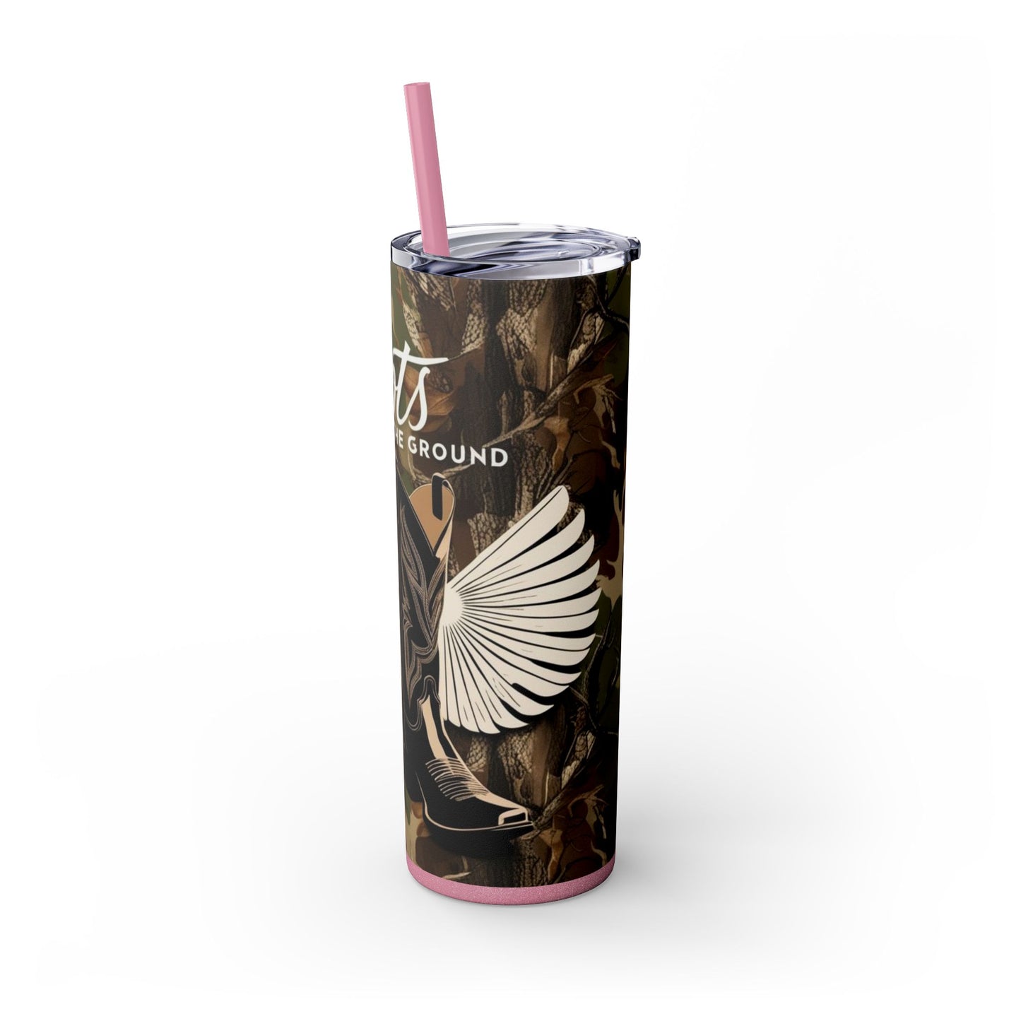 Boots On The Ground Skinny Tumbler with Straw, 20oz