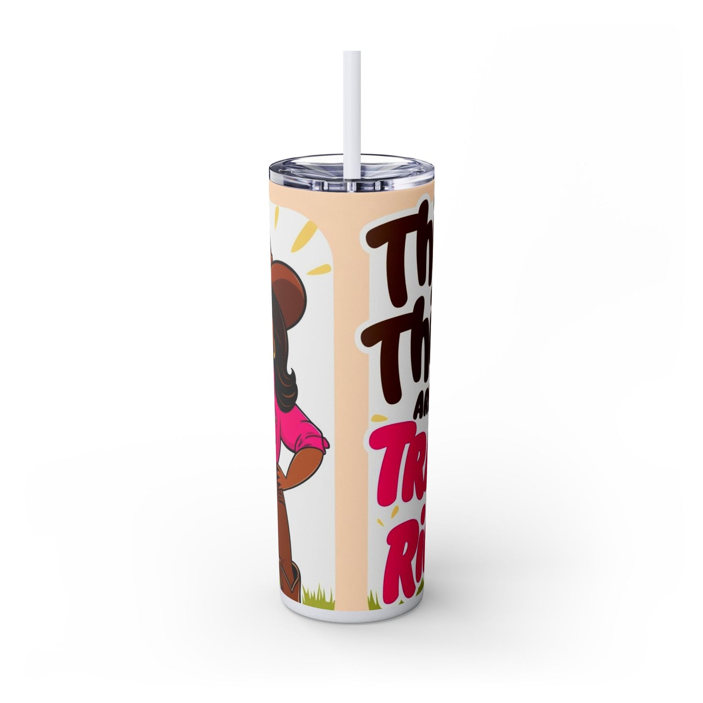 Bright Thick Thighs Skinny Tumbler with Straw, 20oz