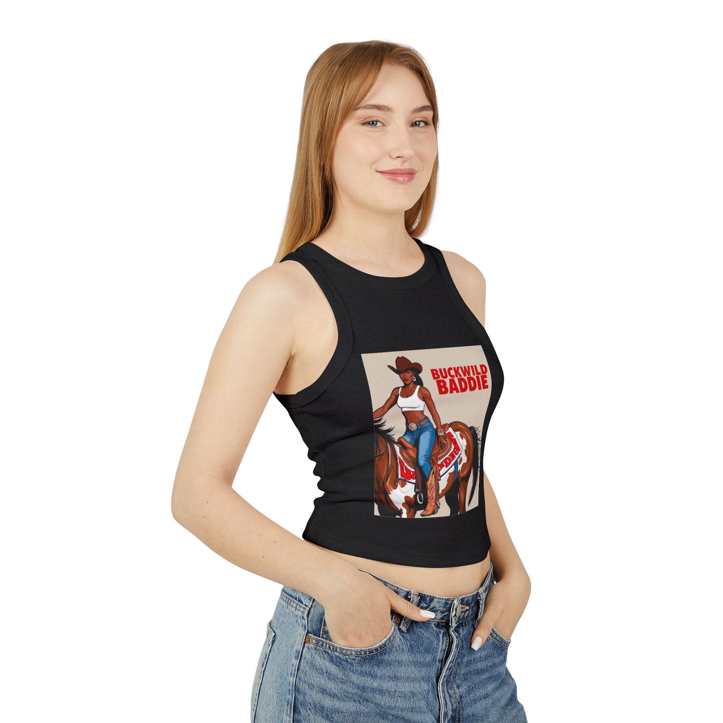 Buckwild Baddie Women's Micro Rib Racer Tank Top