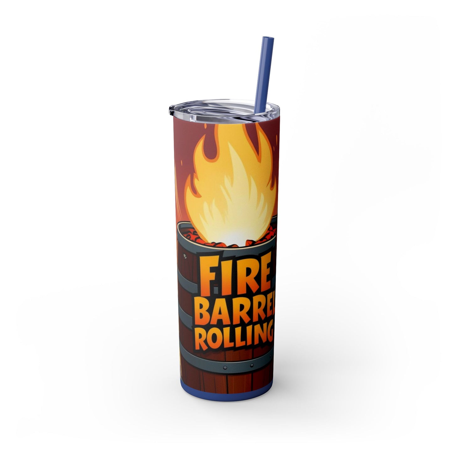 Fire Barrel Rolling 20oz Skinny Tumbler with Straw