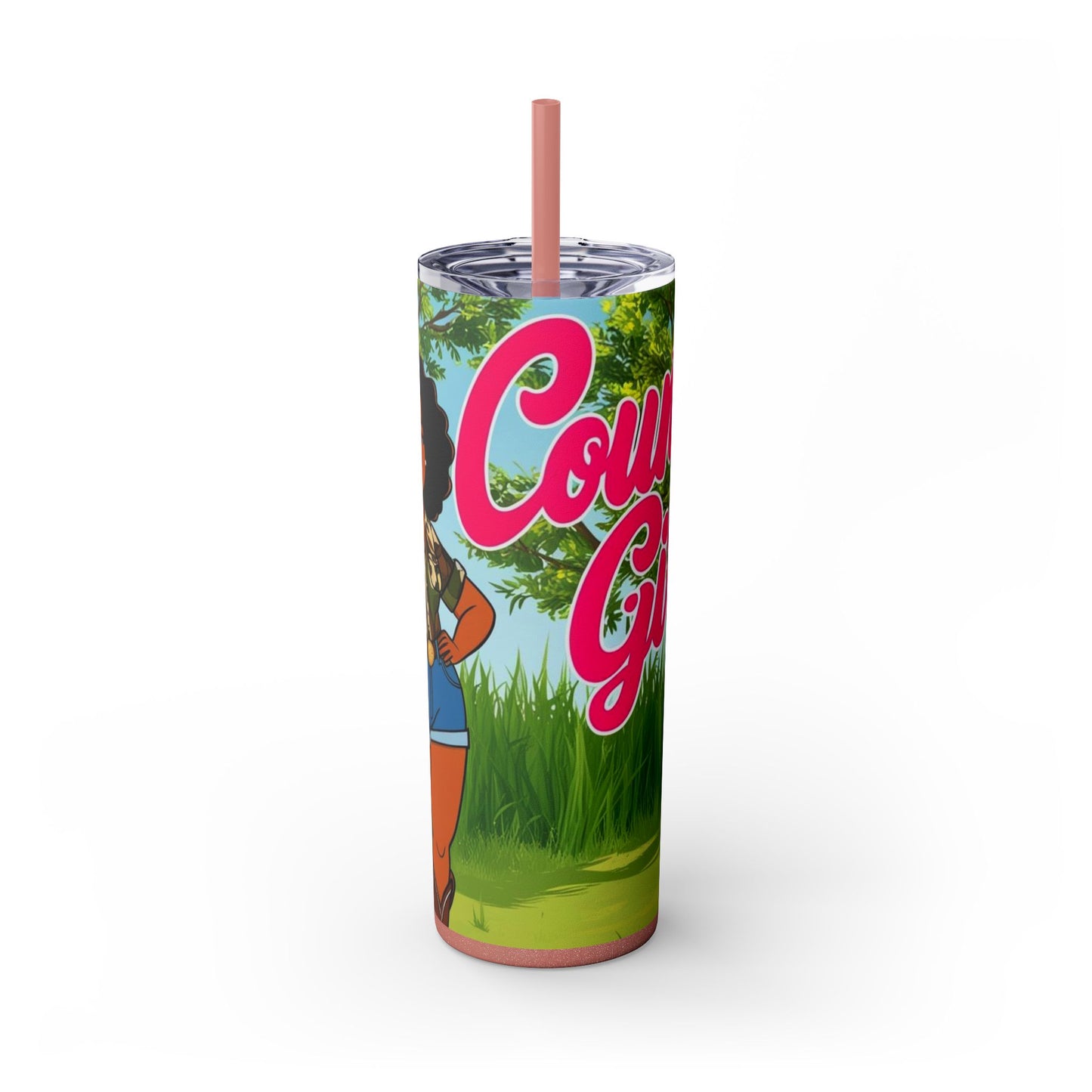 Country Girl Skinny Tumbler with Straw, 20oz