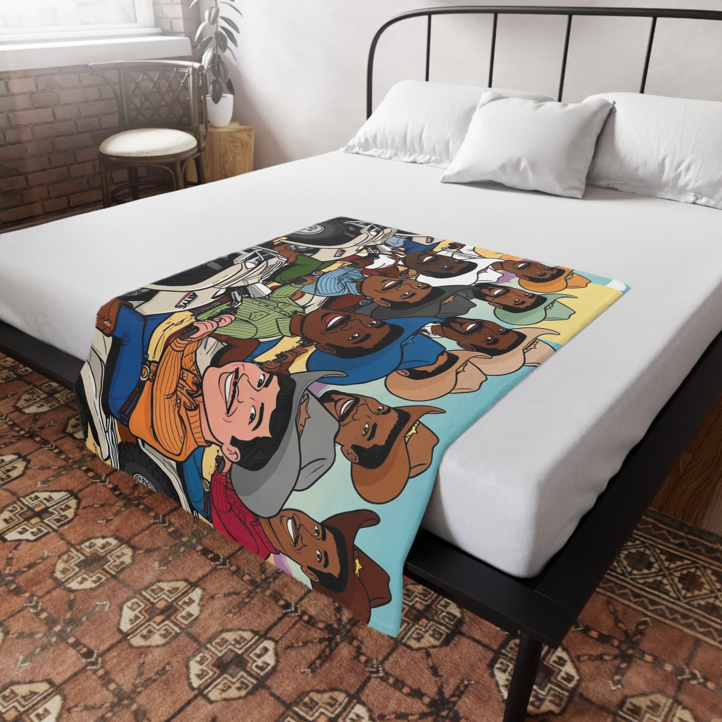 Retro Cowboy Adventure Plush Fleece Blanket