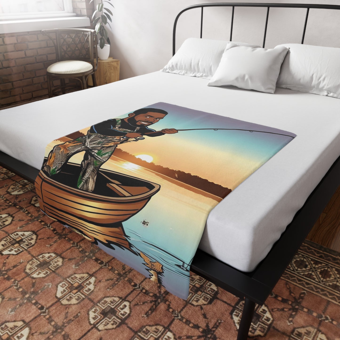 Handsome Fisherman Plush Fleece Blanket