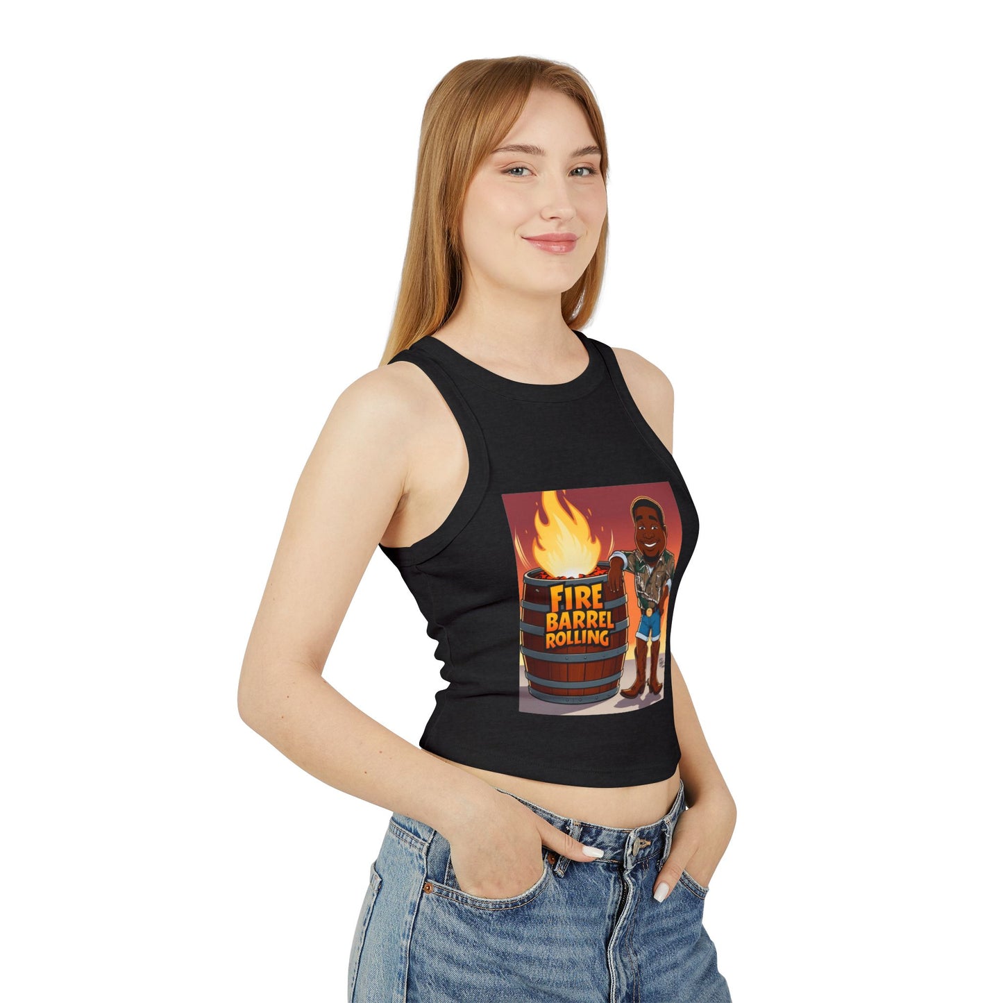 Fire Barrel Rolling Racer Tank Top for Women