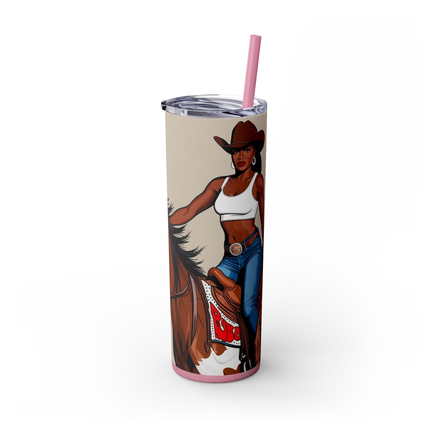 Buckwild Baddie Skinny Tumbler with Straw, 20oz