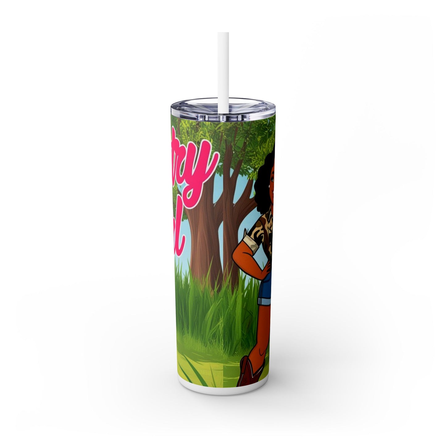 Country Girl Skinny Tumbler with Straw, 20oz