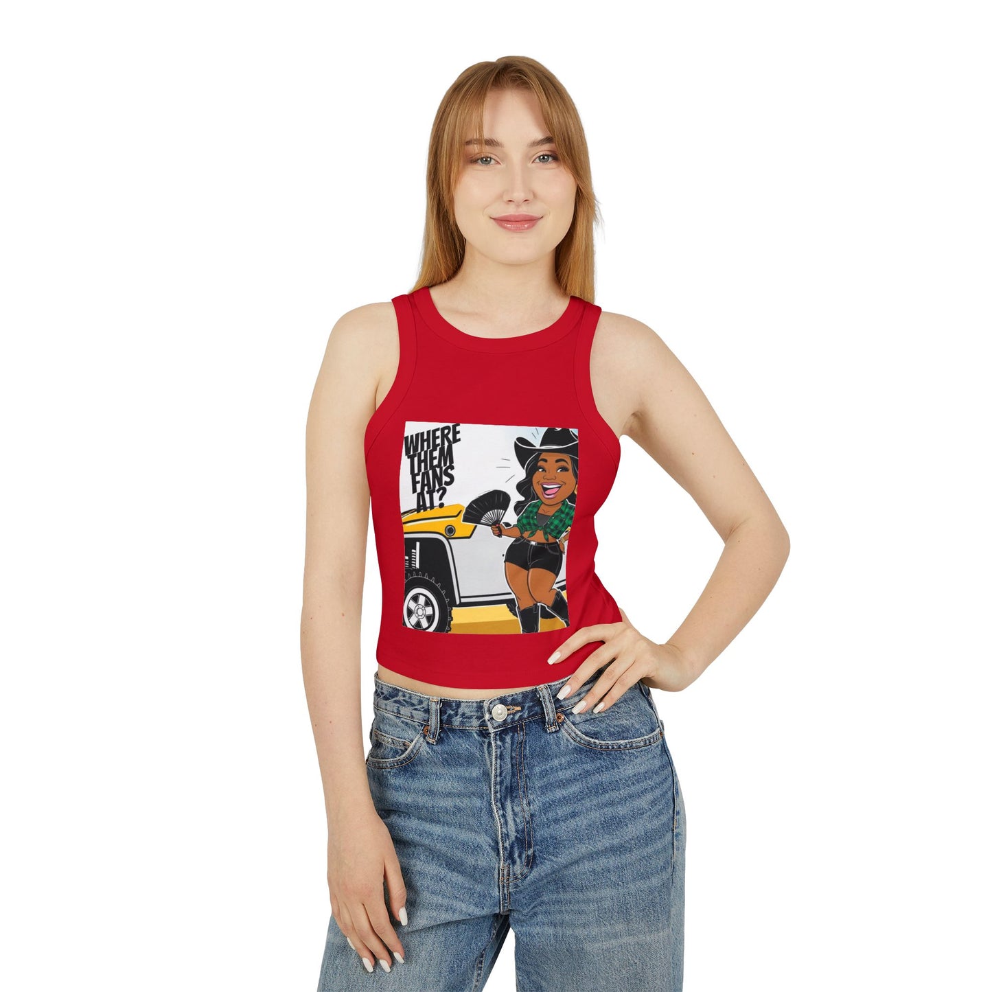 Where Them Fans At? Women's Micro Rib Racer Tank Top