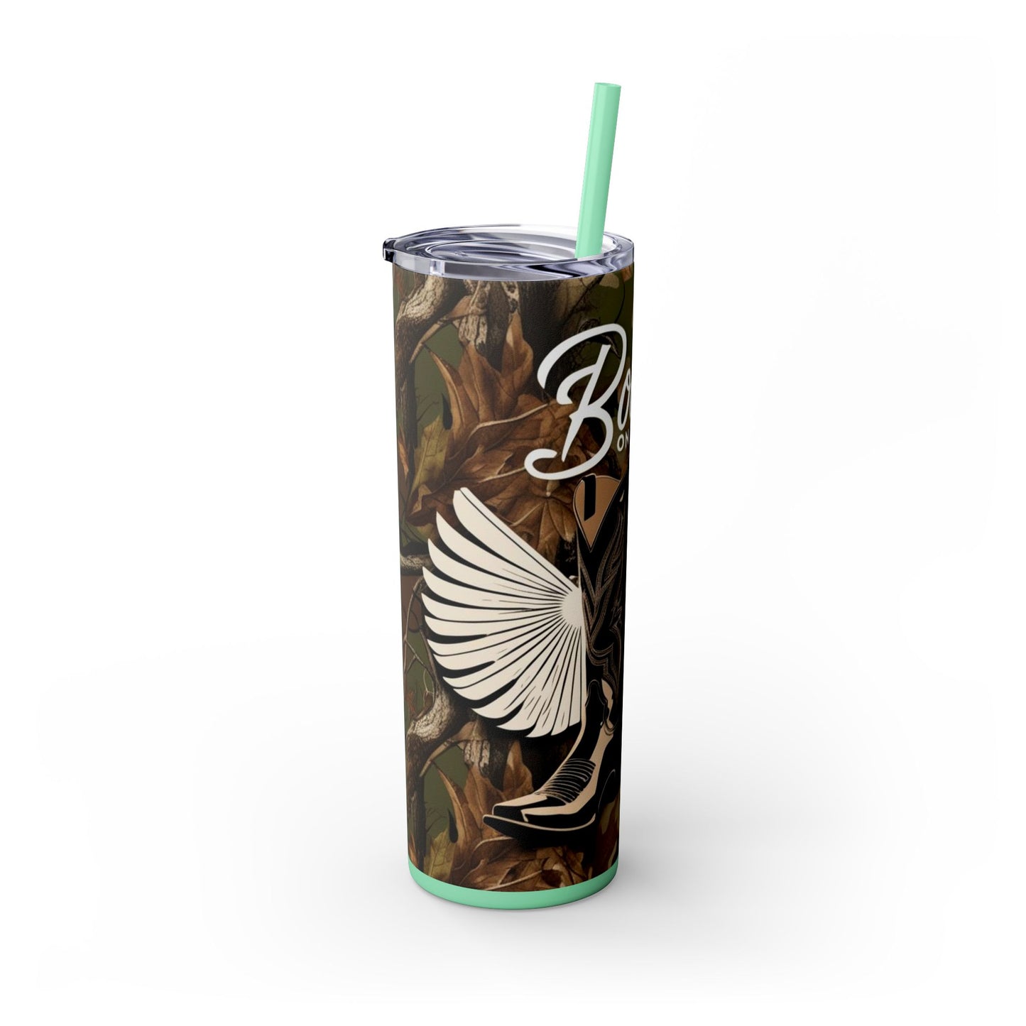Boots On The Ground Skinny Tumbler with Straw, 20oz