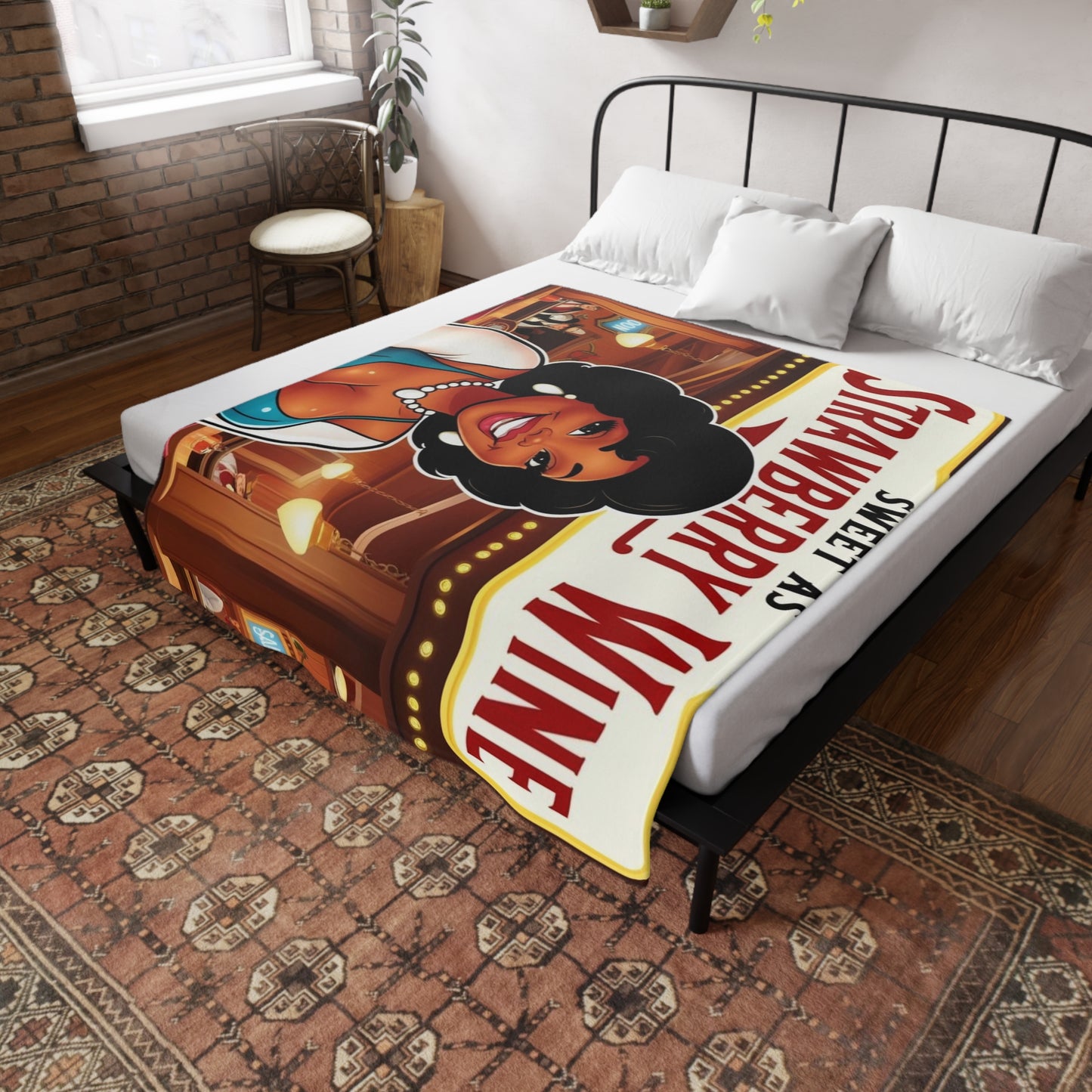 Sweet As Strawberry Wine Plush Fleece Blanket