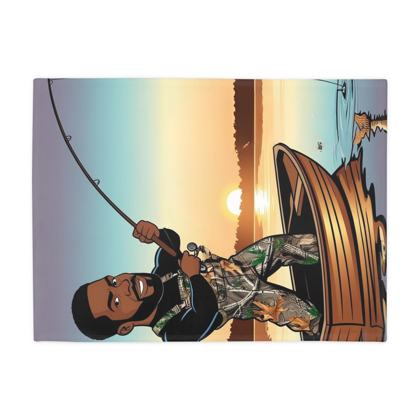 Handsome Fisherman Plush Fleece Blanket