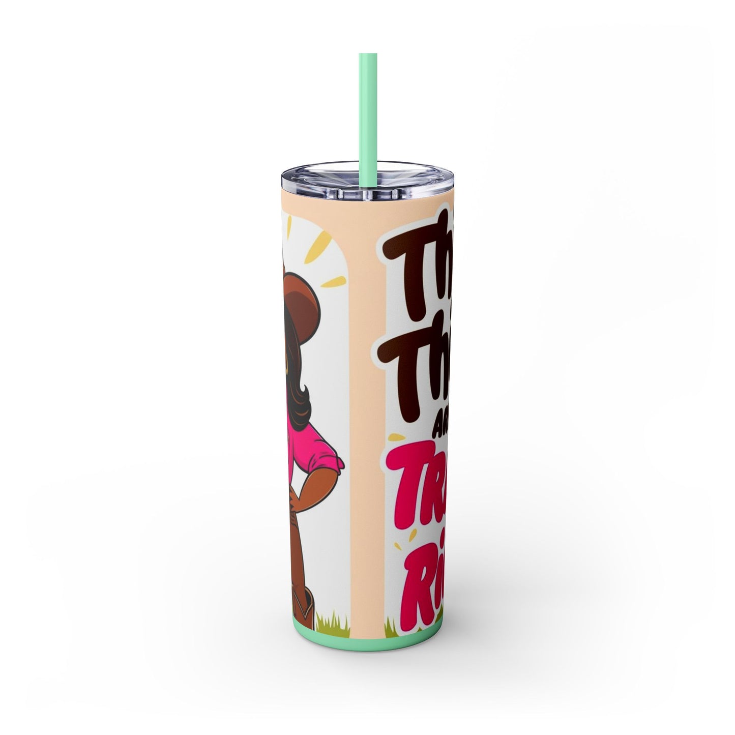 Bright Thick Thighs Skinny Tumbler with Straw, 20oz