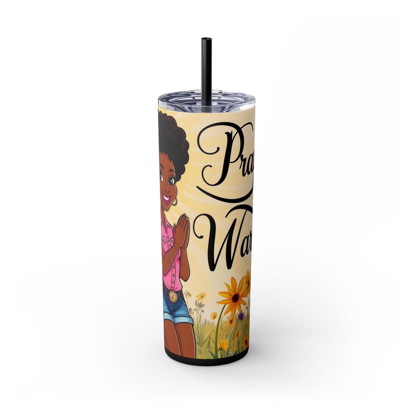 Prayer Warrior Skinny Tumbler with Straw, 20oz