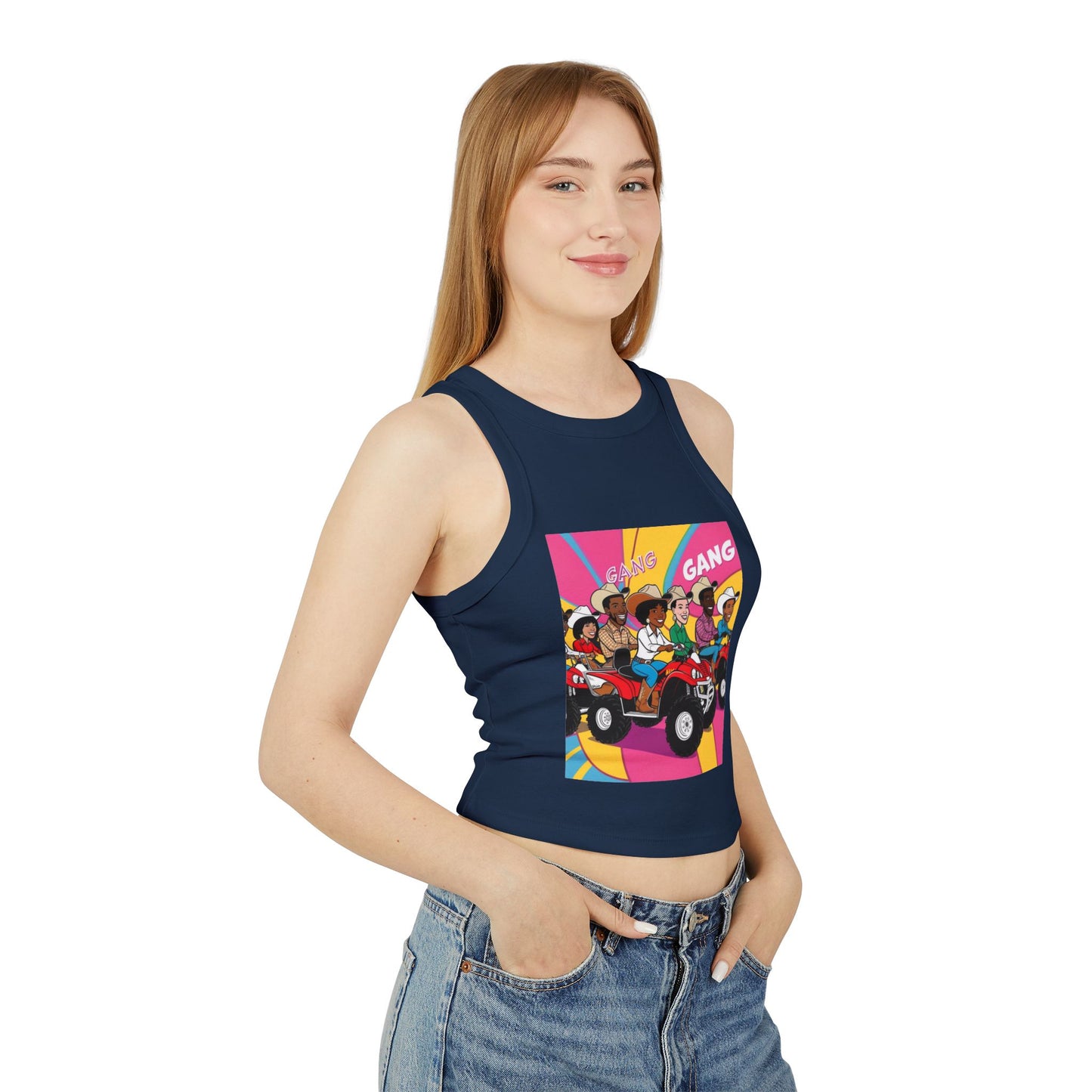Retro Quad Gang Women's Micro Rib Racer Tank Top