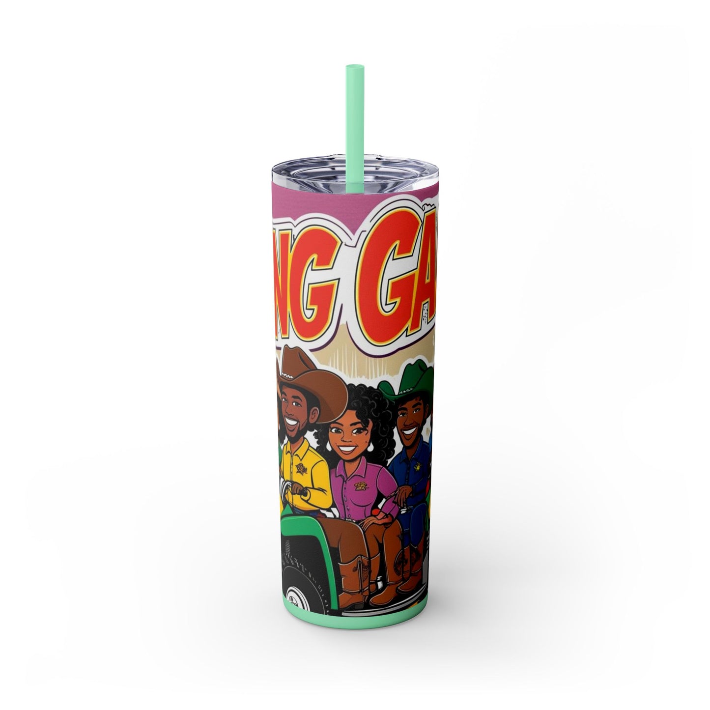 Group ATV Cartoon Skinny Tumbler with Straw 20oz