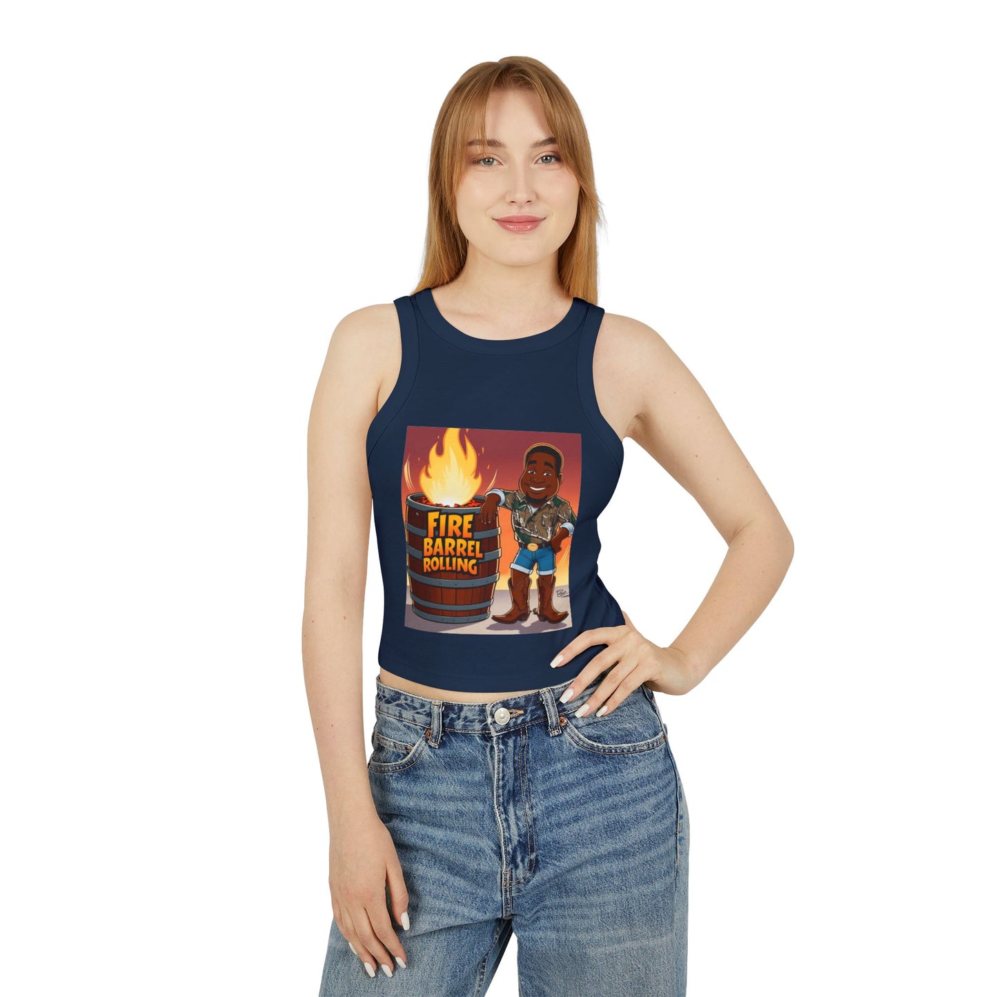 Fire Barrel Rolling Racer Tank Top for Women